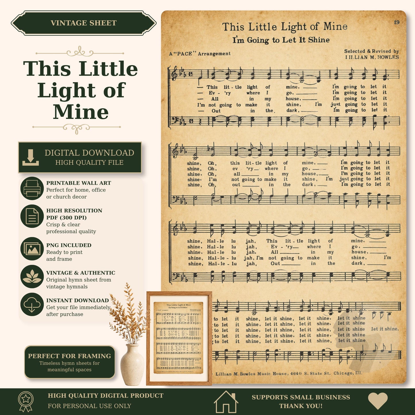 a sheet of music with the words, this little light of mine