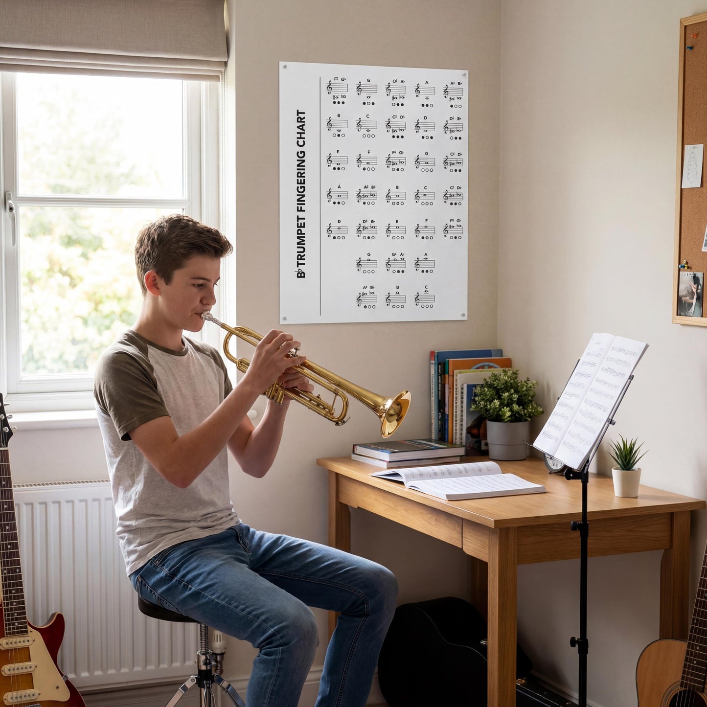 Trumpet Fingering Chart - Printable Brass Music Poster | Digital Download Guide