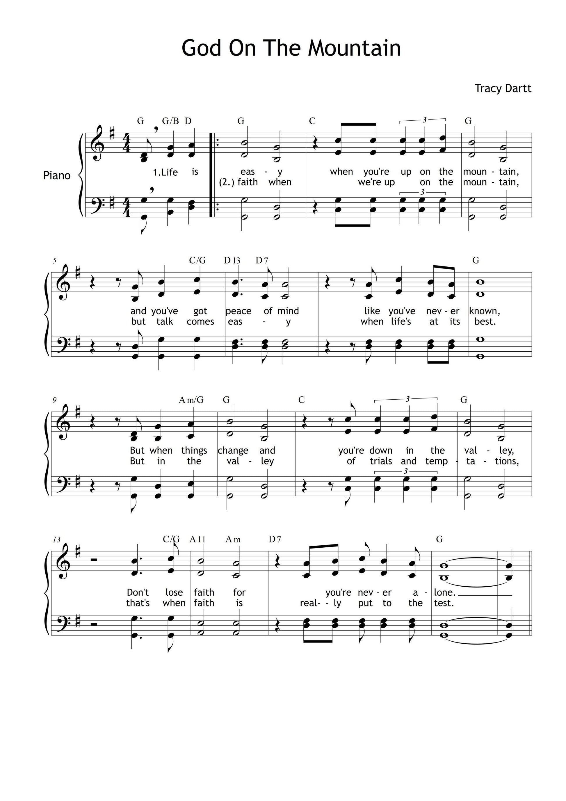God On The Mountain – Tracy Dartt | Choir and Piano Sheet Music PDF | Grade 3 Sacred Christian Song