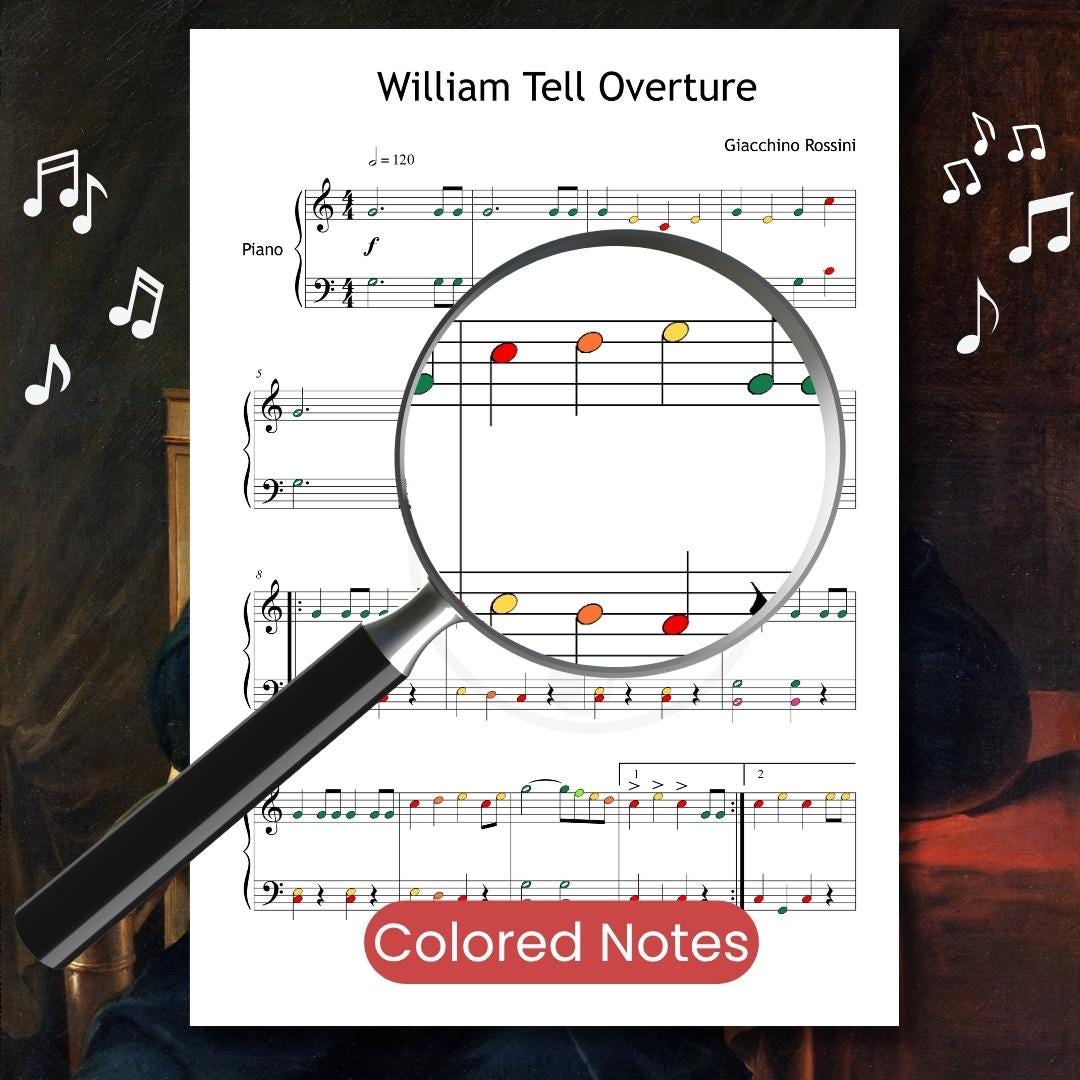 William Tell Piano Sheet – Simplified Classical Music Grade 3 PDF with Finger Number Notes
