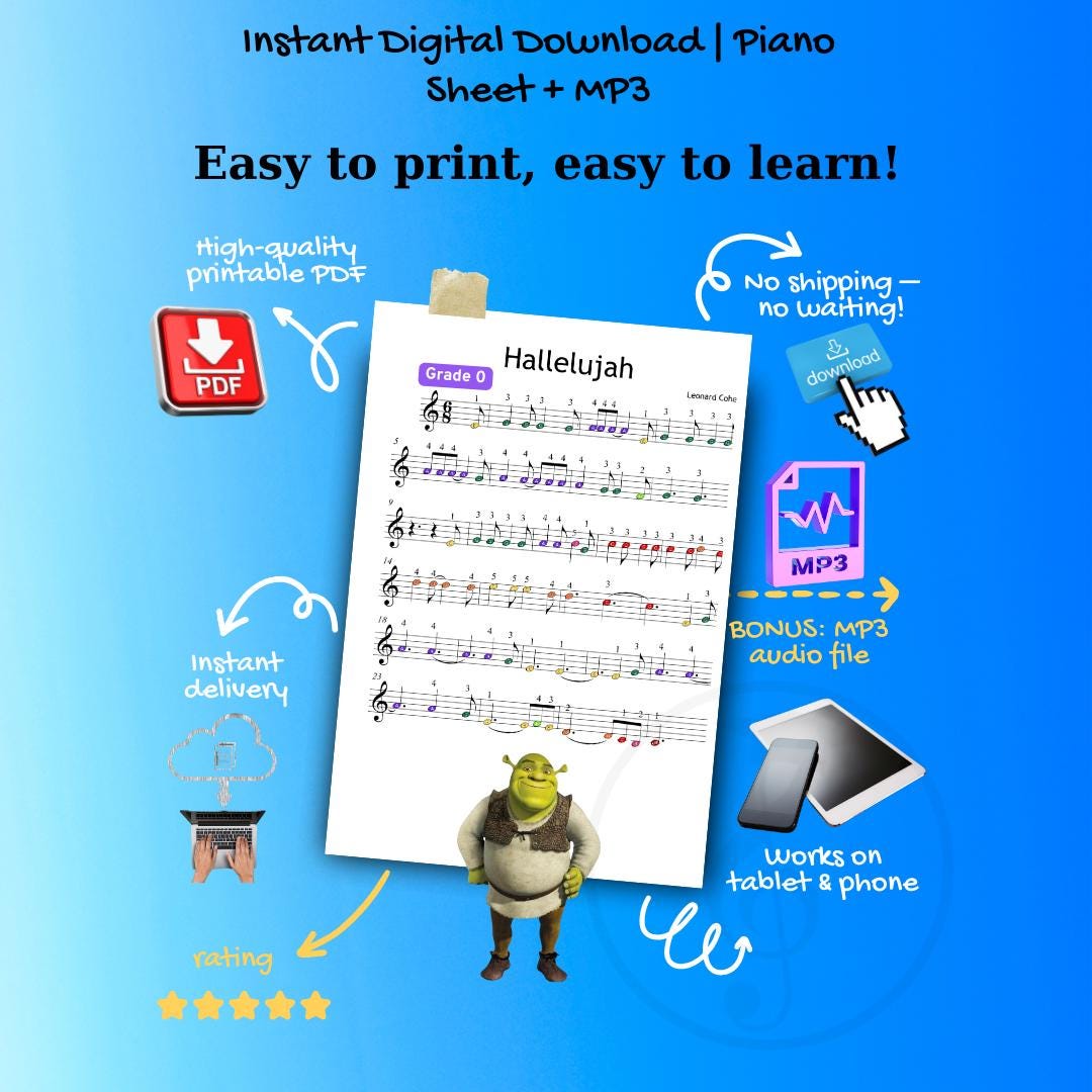 Hallelujah - Grade 0 Easy Christmas Piano Music PDF