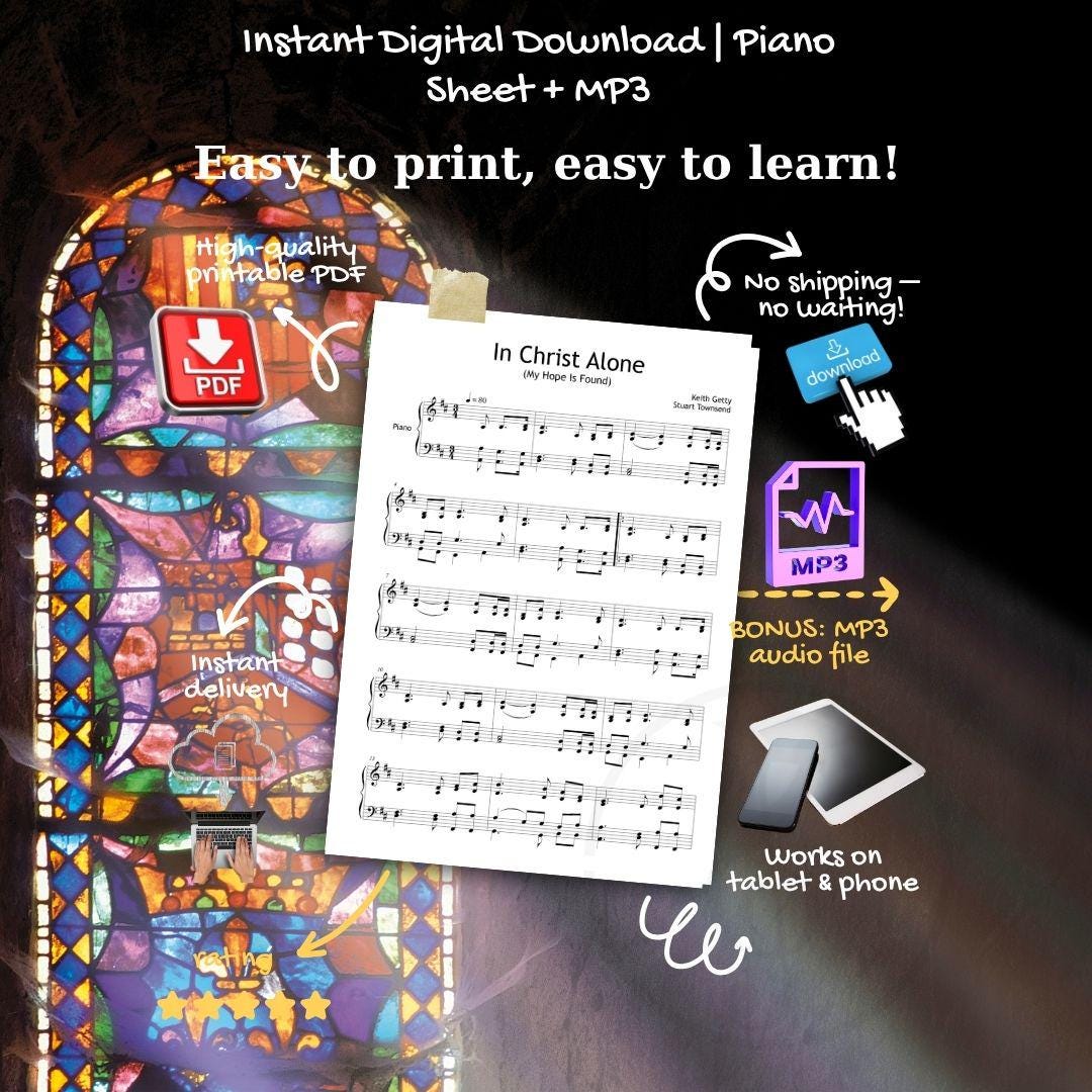 Multimedia teaching kit for In Christ Alone: includes PDF sheet music, MP3 demo, and video tutorial. Enables audio-visual integration for in-depth interpretation and phrasing studies. An ideal package for academic programs in worship music performance.