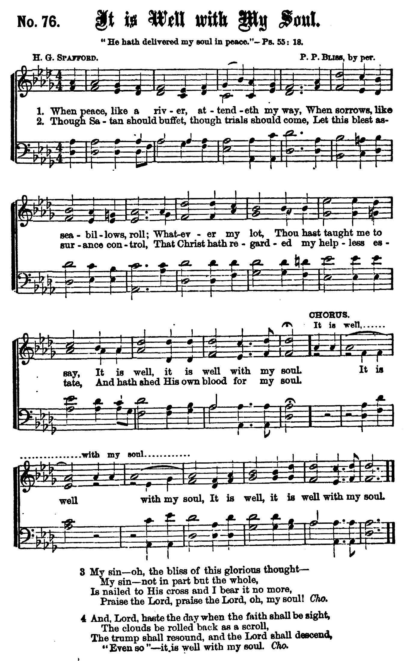 Sacred SATB sheet music for It Is Well with My Soul with piano support.
A timeless hymn that speaks of peace and faith through trials—ideal for vocal ensembles.

Digital PDF score of It Is Well with My Soul arranged for SATB choir with piano.
Great for Sunday worship, faith gatherings, or any performance needing a hymn of comfort and hope.