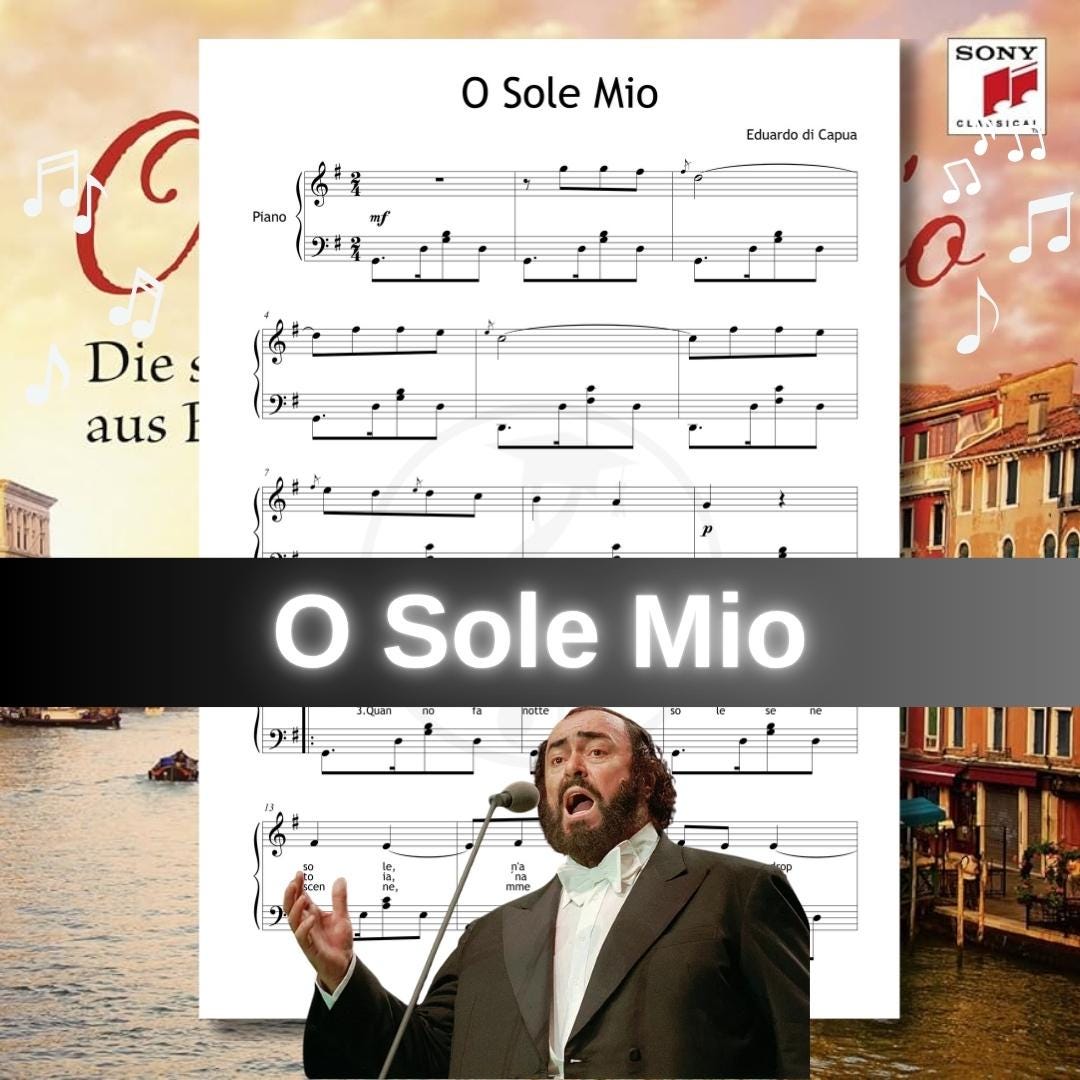 O Sole Mio Piano Sheet - Grade 4–5 Printable PDF | Romantic Neapolitan Piano Music