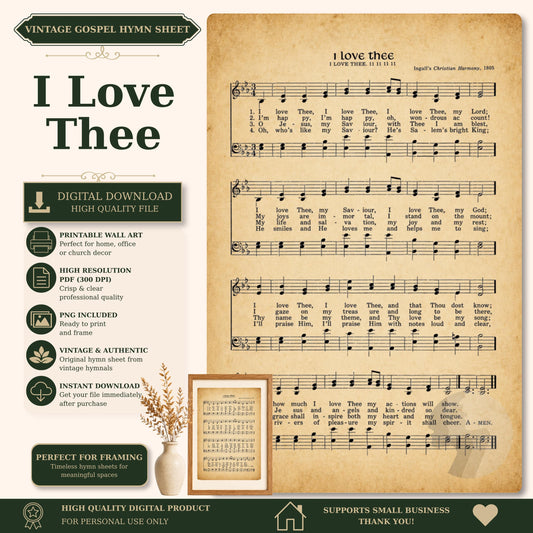 a sheet of music with the words i love thee