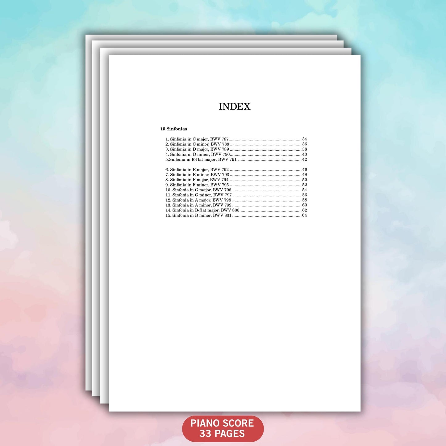 Sinfonias – Johann Sebastian Bach | Grade 6 Digital Piano Scores PDF Download