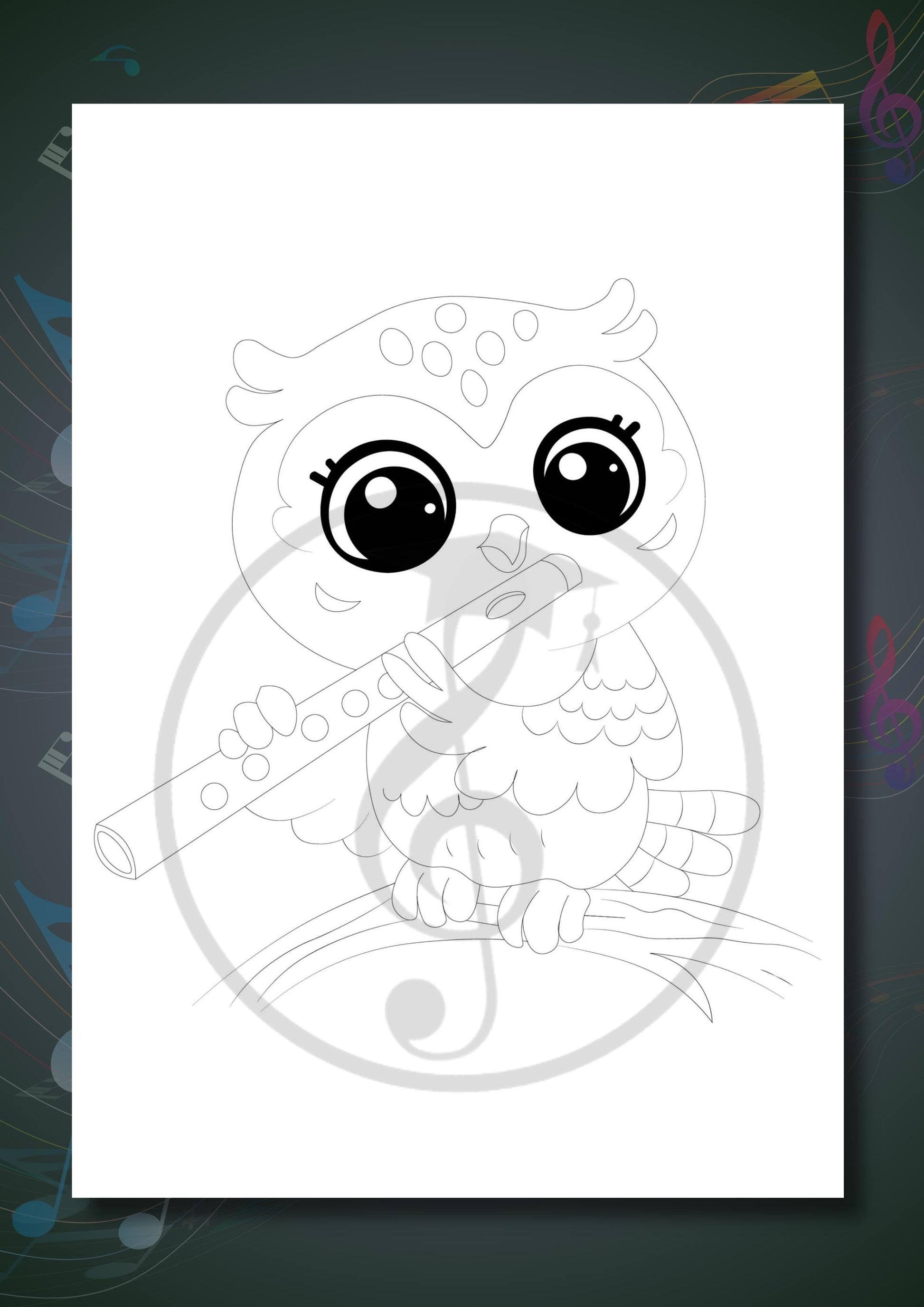 Animals Playing Instruments Coloring Book coloring page showing an animal playing the tuba, using bold outlines that make coloring easy and enjoyable for young children.