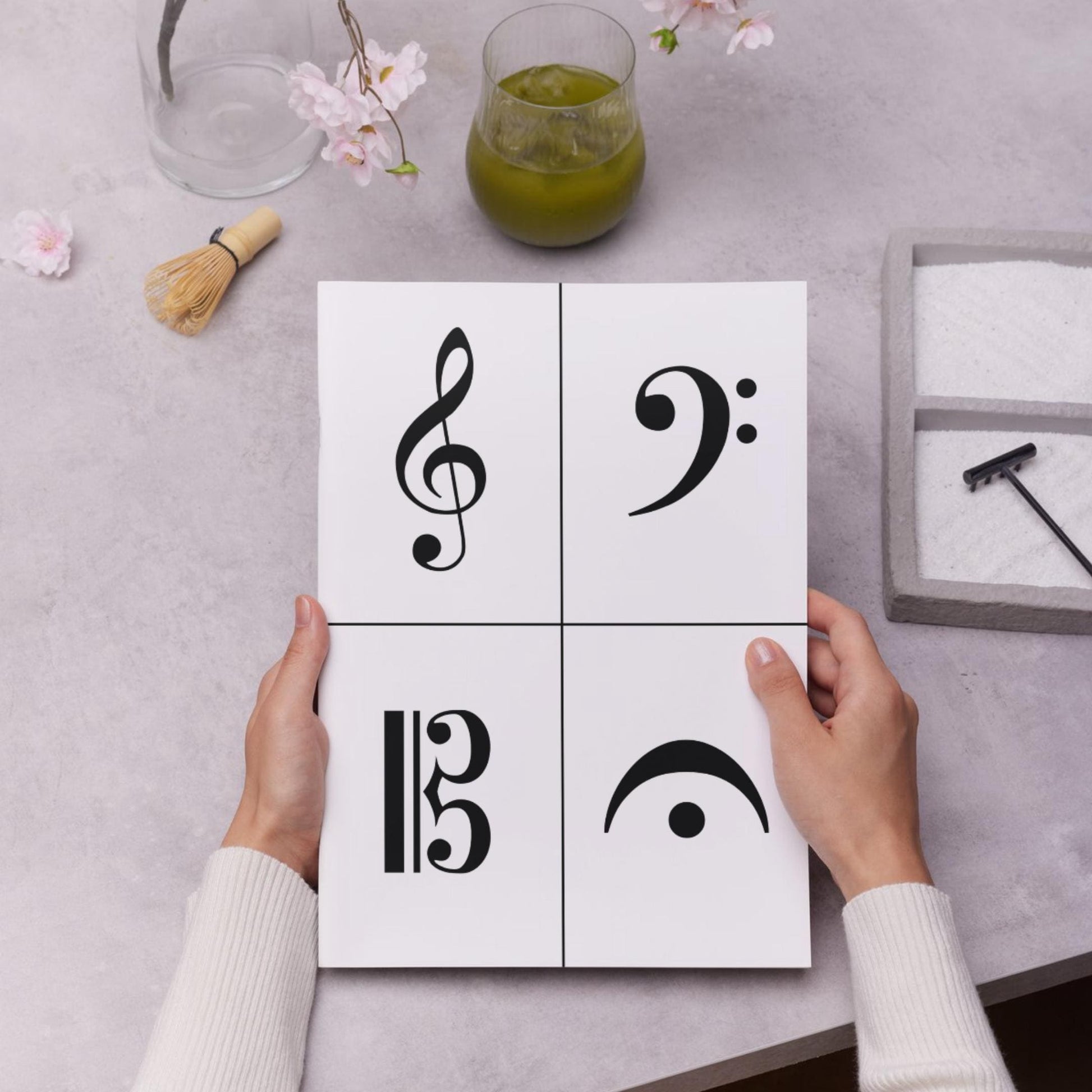 Clean, minimalist music symbol cards for fast lesson prep, print, cut, and teach within minutes, front/back layout for definitions or translations, includes dynamics from pianissimo to fortissimo, staccato dots, tenuto lines, slurs, ties, and repeat barlines, optimized for A4 home or school printers.Studio-ready Musical Terms Flash Cards set, versatile PNGs for slide decks plus printable PDF, covers Italian terms (adagio, moderato, presto), articulation, rests, and time signatures, ideal