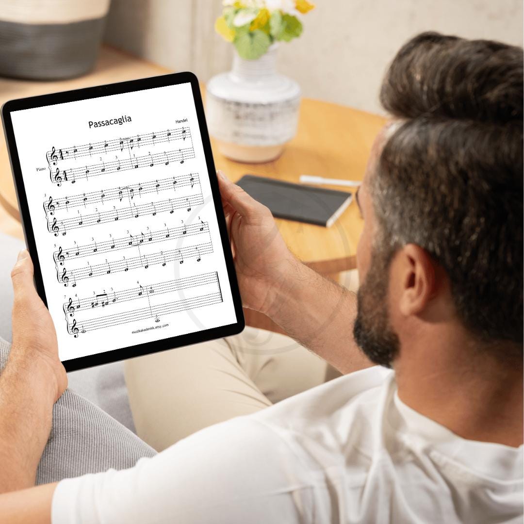 Passacaglia - Grade 1 Simplified Easy Piano Sheet | Beginner Handel Halvorsen Music PDF + MP3 + Video + Color Notes