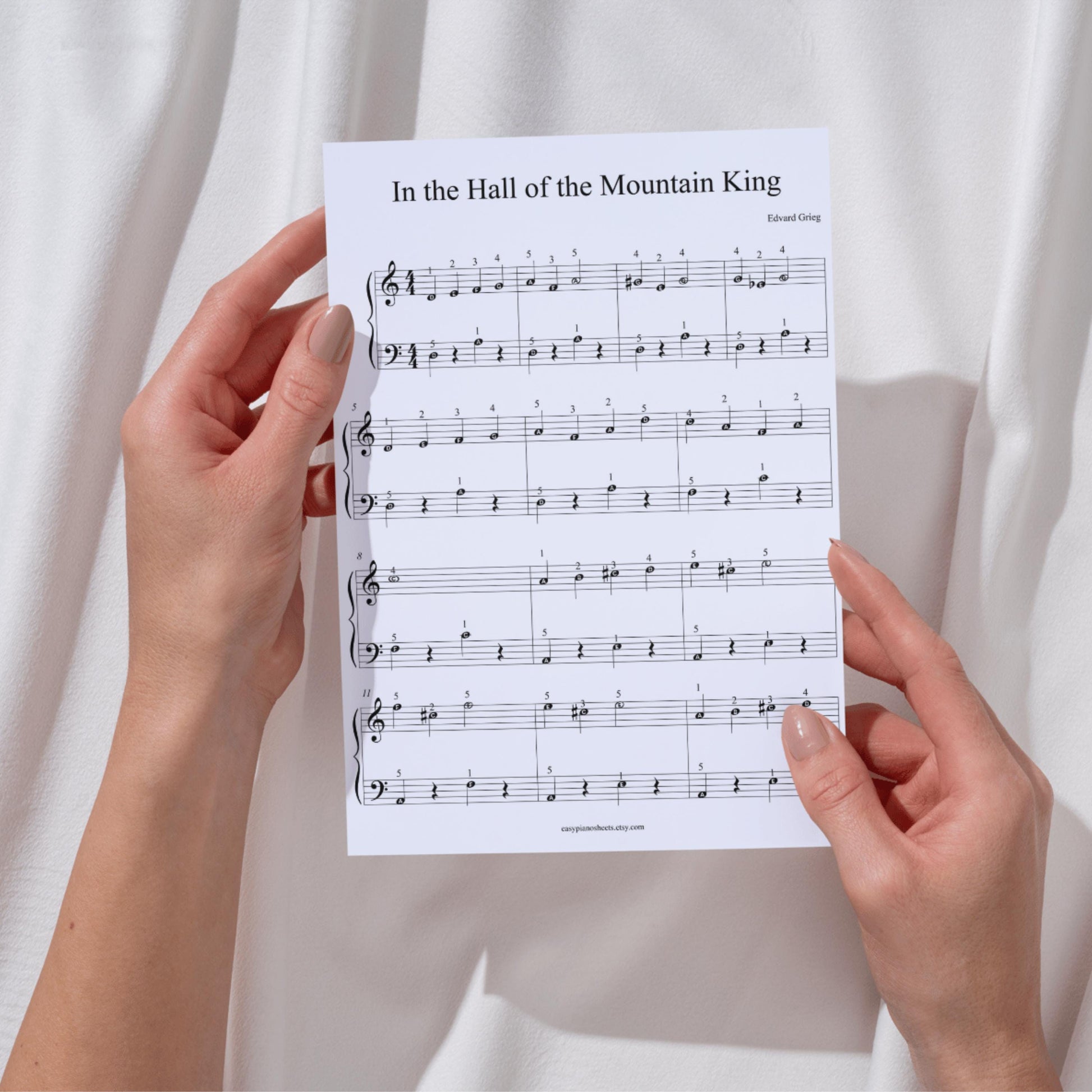 In the Hall of the Mountain King – Very Easy Piano Sheet Music (Digital Download with Finger Numbers)
