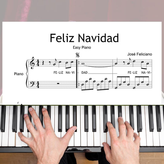 Downloadable and simplified piano sheet music PDF of Feliz Navidad, viral pope christmas song, piano sheet music christmas, pope leo xiv peru video.