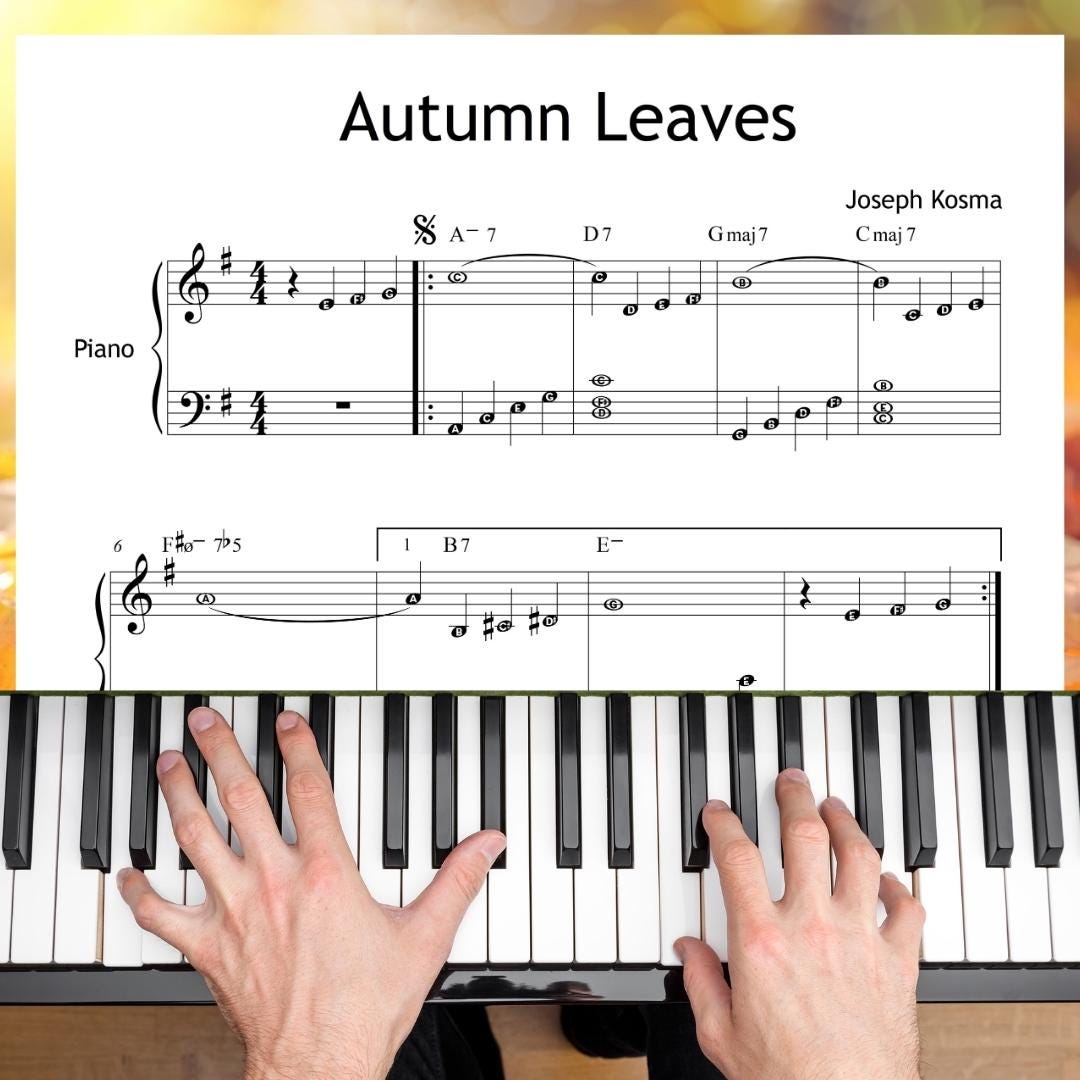 Autumn Leaves Piano Sheet - Grade 2-3 Intermediate Piano Music | Jazz Solo PDF & Video