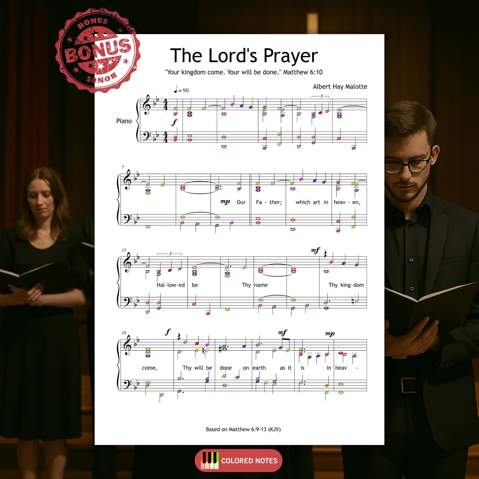 Albert Hay Malotte’s setting of The Lord’s Prayer for voice and piano, simplified for beginner use.
Digital PDF features clear notation, perfect for personal devotion, church performances, or homeschooling.