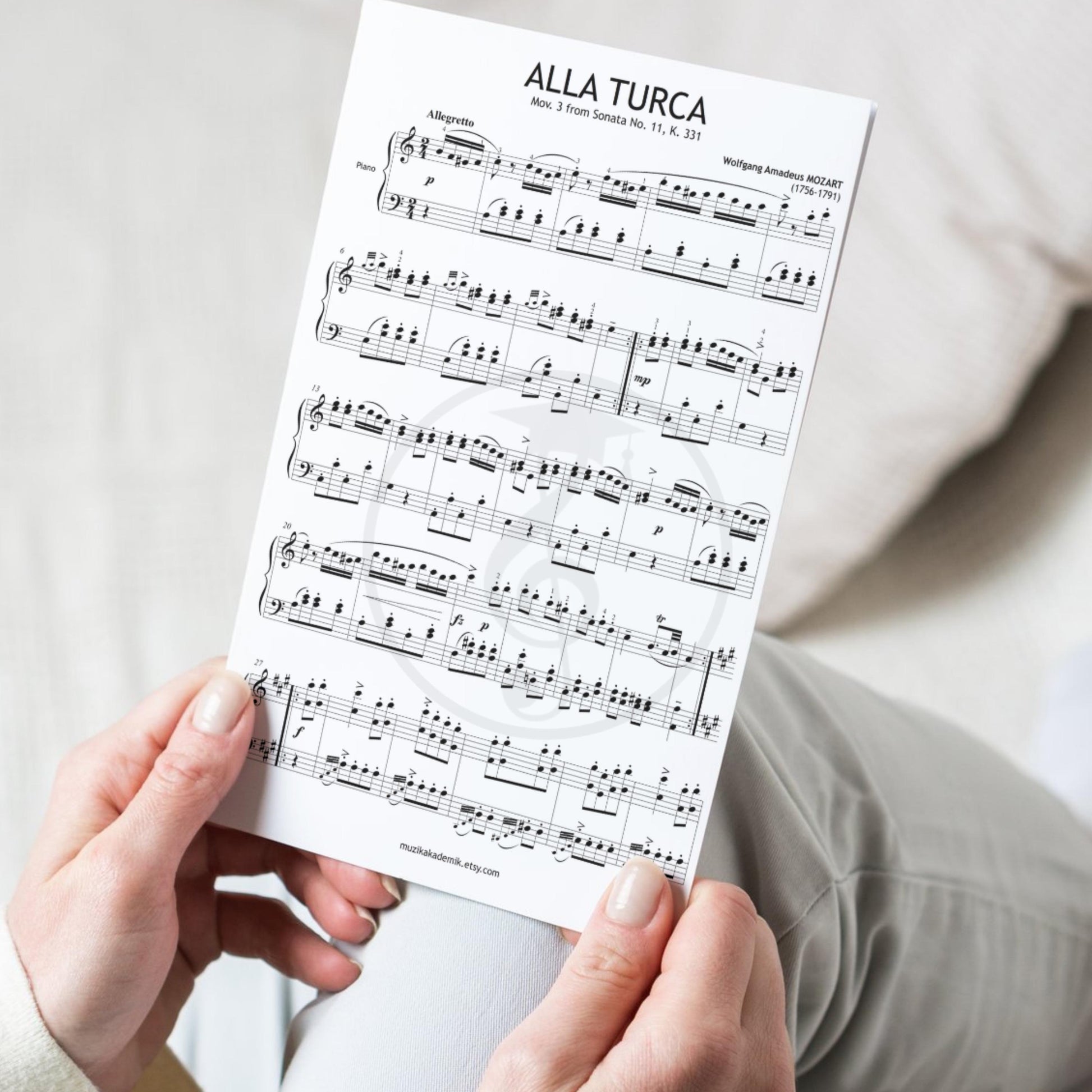 Alla Turca (Turkish March) by Mozart - Grade 6 - Advanced Piano Sheet Music with Fingerings