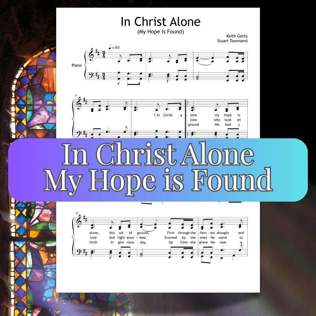 In Christ Alone (My Hope is Found), composed by Keith Getty and Stuart Townend, presented in a high-quality downloadable piano sheet music PDF. This simplified arrangement balances expressiveness and accessibility, ideal for sacred recitals, classroom analysis, or structured personal study. Includes clean layout and faithful melodic treatment for academic use.