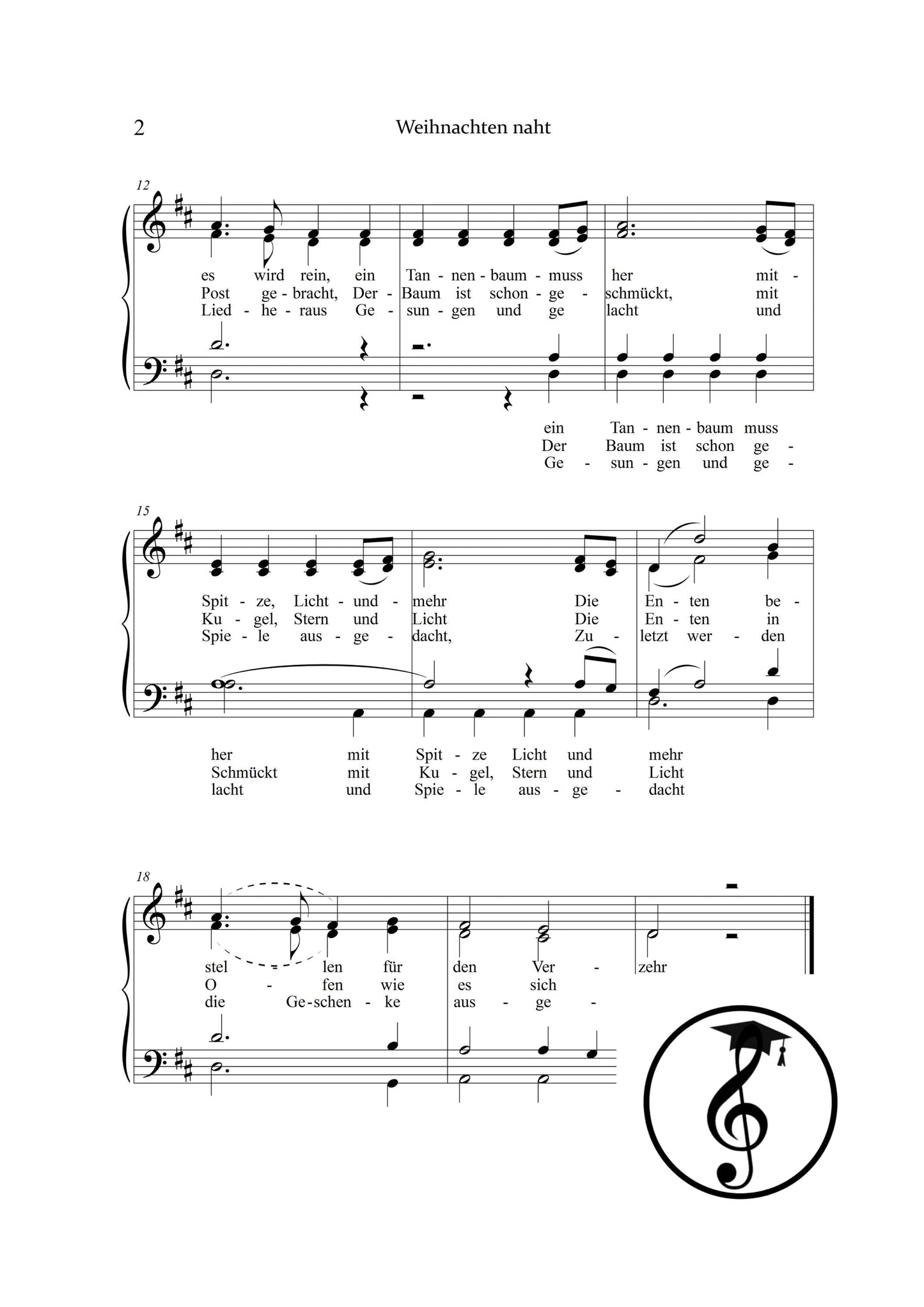 Weihnachten naht (Joy to the World) by Georg Friedrich Händel downloadable piano and vocal score PDF displayed with German text underlay and piano part, designed for festive worship, school performances, and holiday concerts.