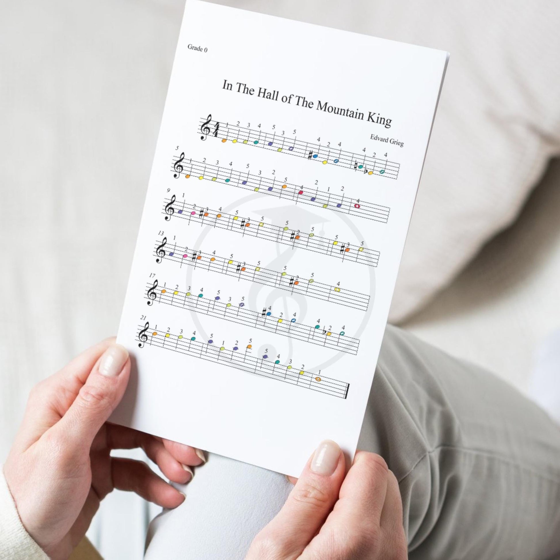 In the Hall of the Mountain King- Grade 0 - Easy Piano Sheet for Beginners | Colorful Notes + Finger Numbers | Educational Piano Resource