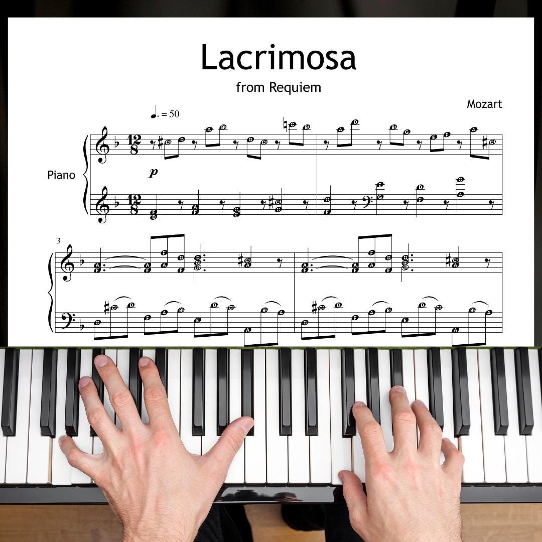 Lacrimosa by Mozart - Grade 6 Piano Music PDF Download with Video Tutorial