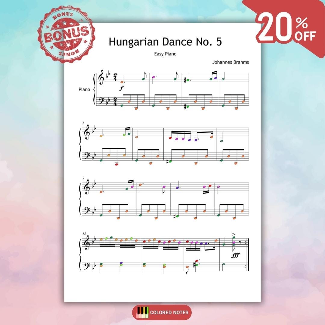 Hungarian Dance No. 5 by Johannes Brahms | Grade 3 Simplified Digital Sheets & Video Guide