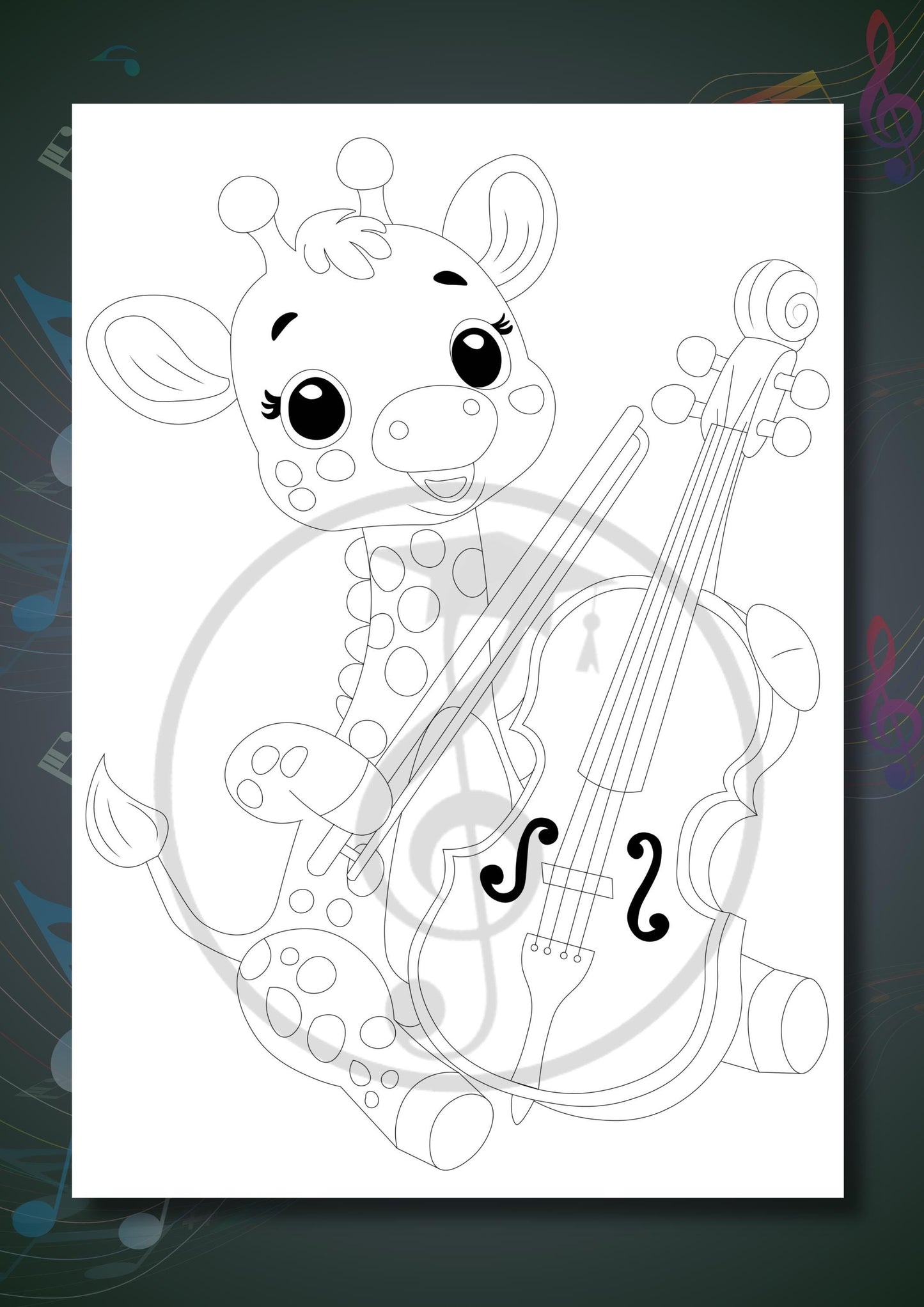 Animals Playing Instruments Coloring Book sheet featuring an animal conducting an orchestra, illustrating musical roles beyond instruments to broaden early music understanding.
