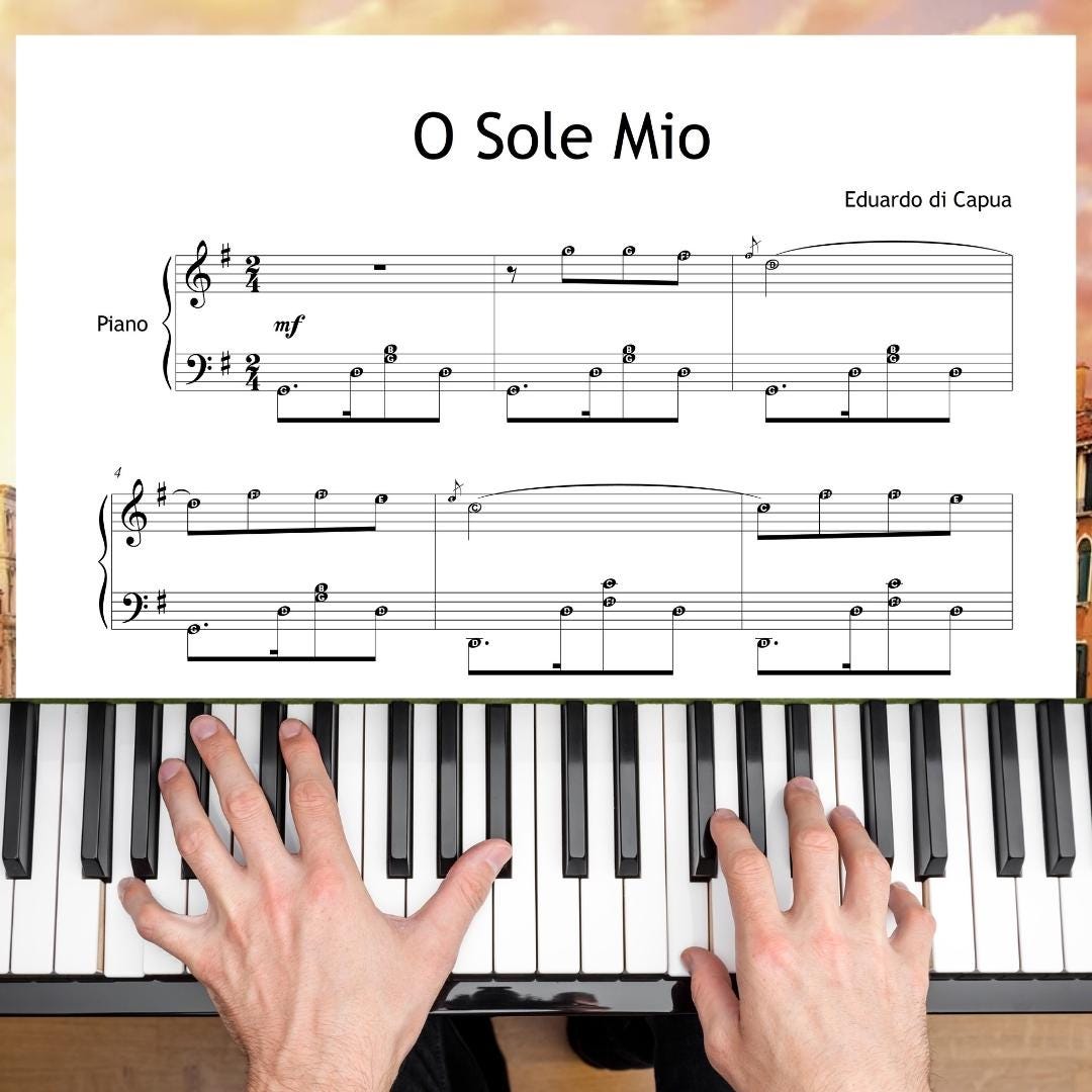 O Sole Mio Piano Sheet - Grade 4–5 Printable PDF | Romantic Neapolitan Piano Music