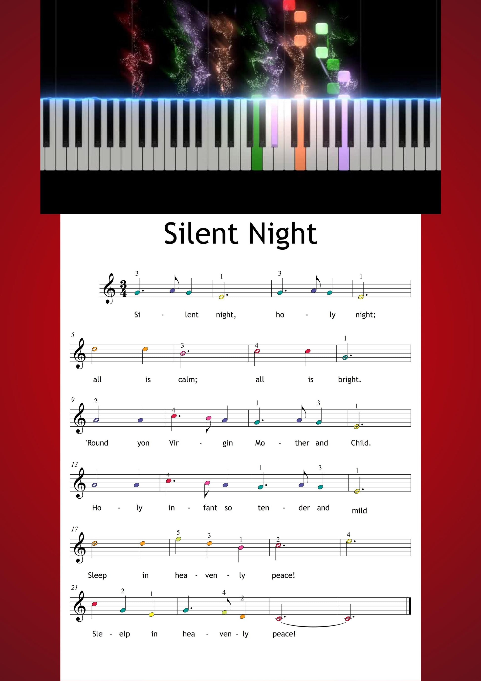 Advent Piano Calendar children’s Christmas piano PDF displaying large-note layouts, right-hand-only melodies, daily stories, and colorful Advent artwork perfect for early learners.Angels We Have Heard on High, O Christmas Tree, Good King Wenceslas, Ding Dong Merrily on High, Deck the Halls, Jingle Bells, Joy to the World, Hark the Herald Angels Sing, Have Yourself a Merry Little Christmas, Santa Claus Is Coming to Town, Silver Bells, White Christmas, Christmas Time Is Here