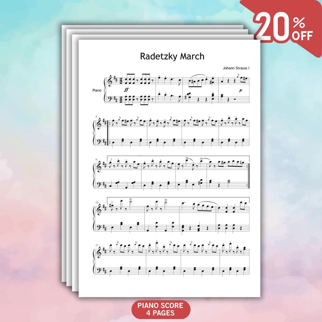 Radetzky March Piano | Grade 4 Sheet Music PDF - Intermediate Classical March Piece
