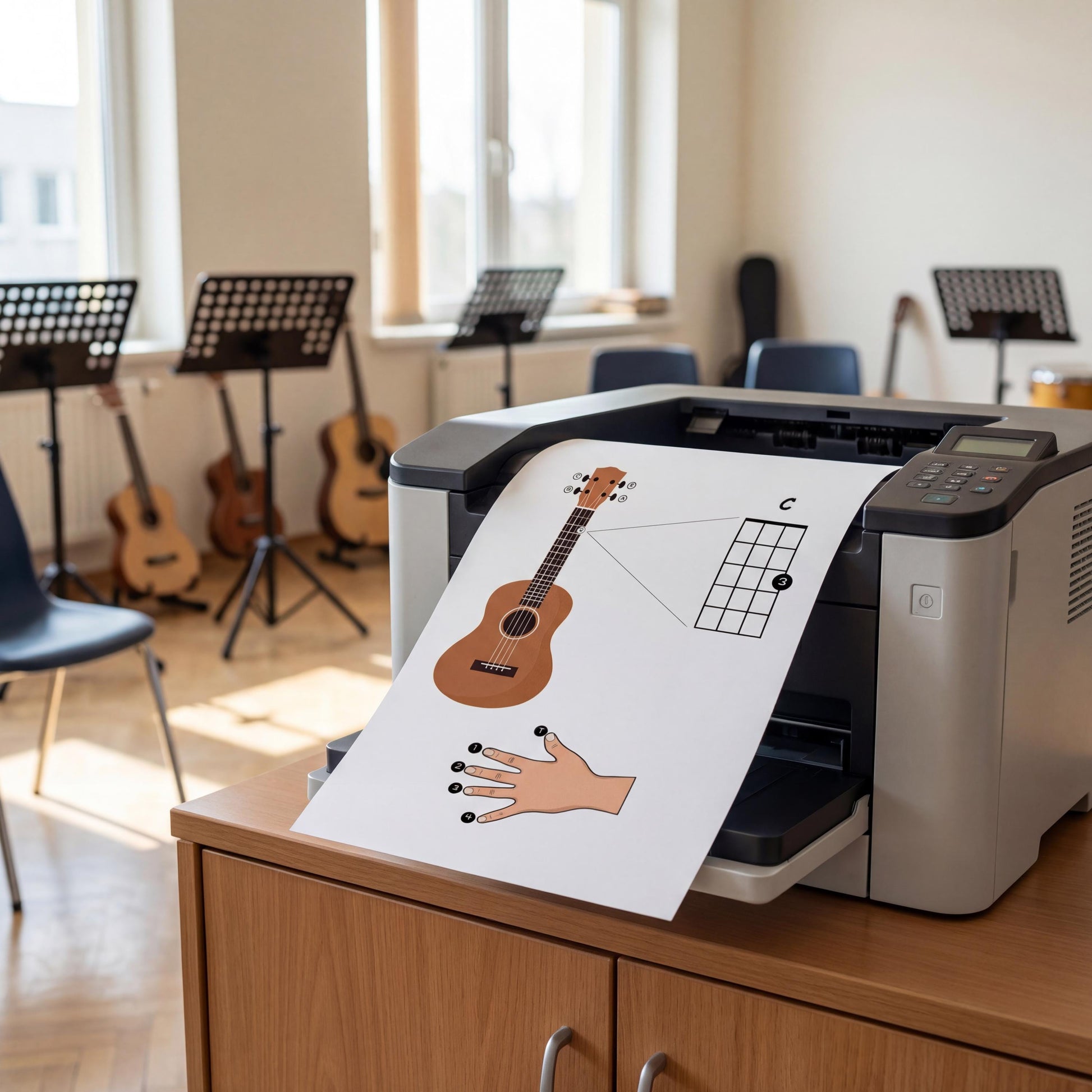 Ukulele chords chart printable for beginners featuring high-resolution chord diagrams, finger numbers, and a clean layout, perfect for both printed sheets and digital screen use.