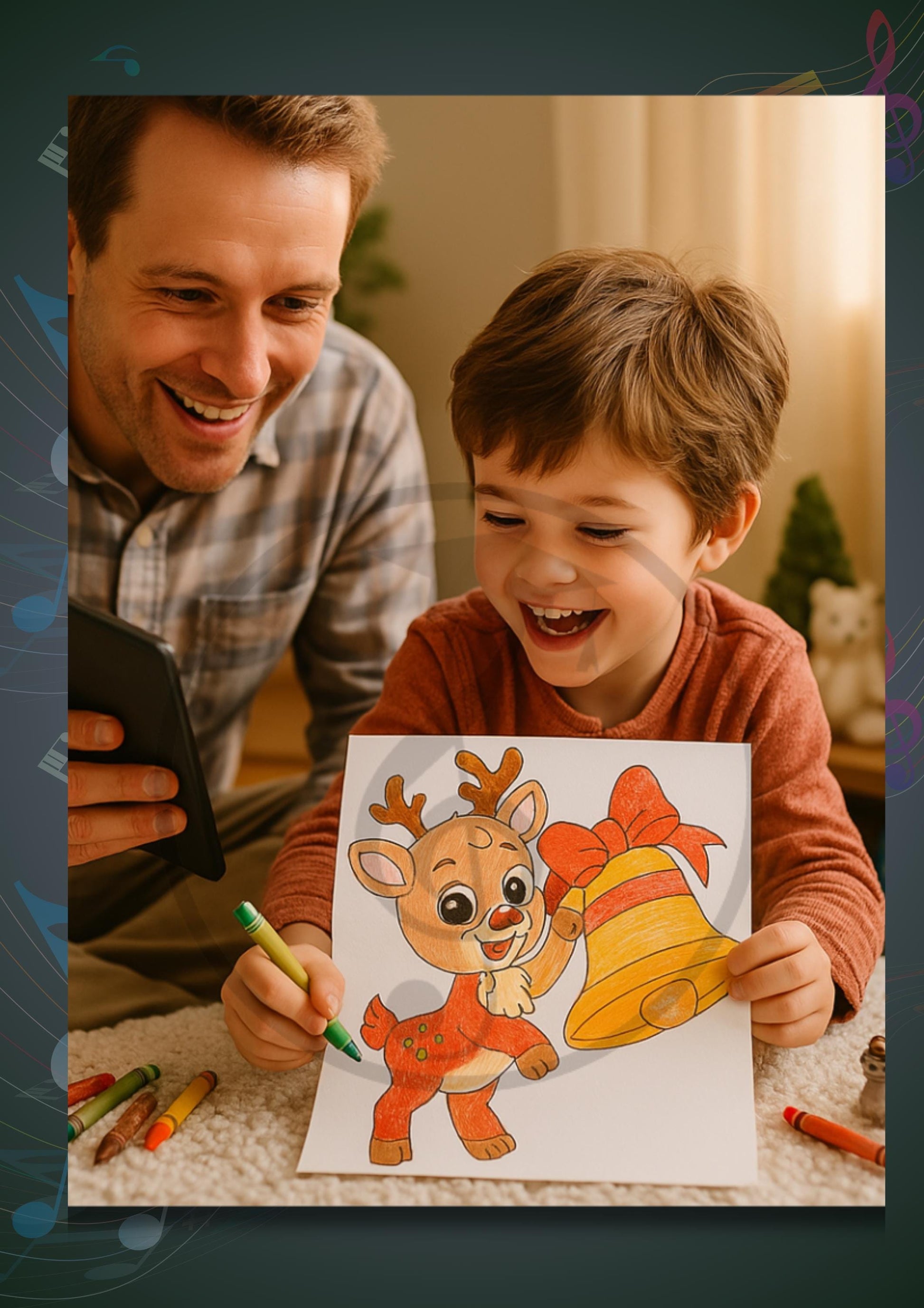 Animals Playing Instruments Coloring Book page showing a cheerful animal playing the piano, illustrated with simple outlines suitable for crayons and markers, supporting early music awareness and fine motor skill development.