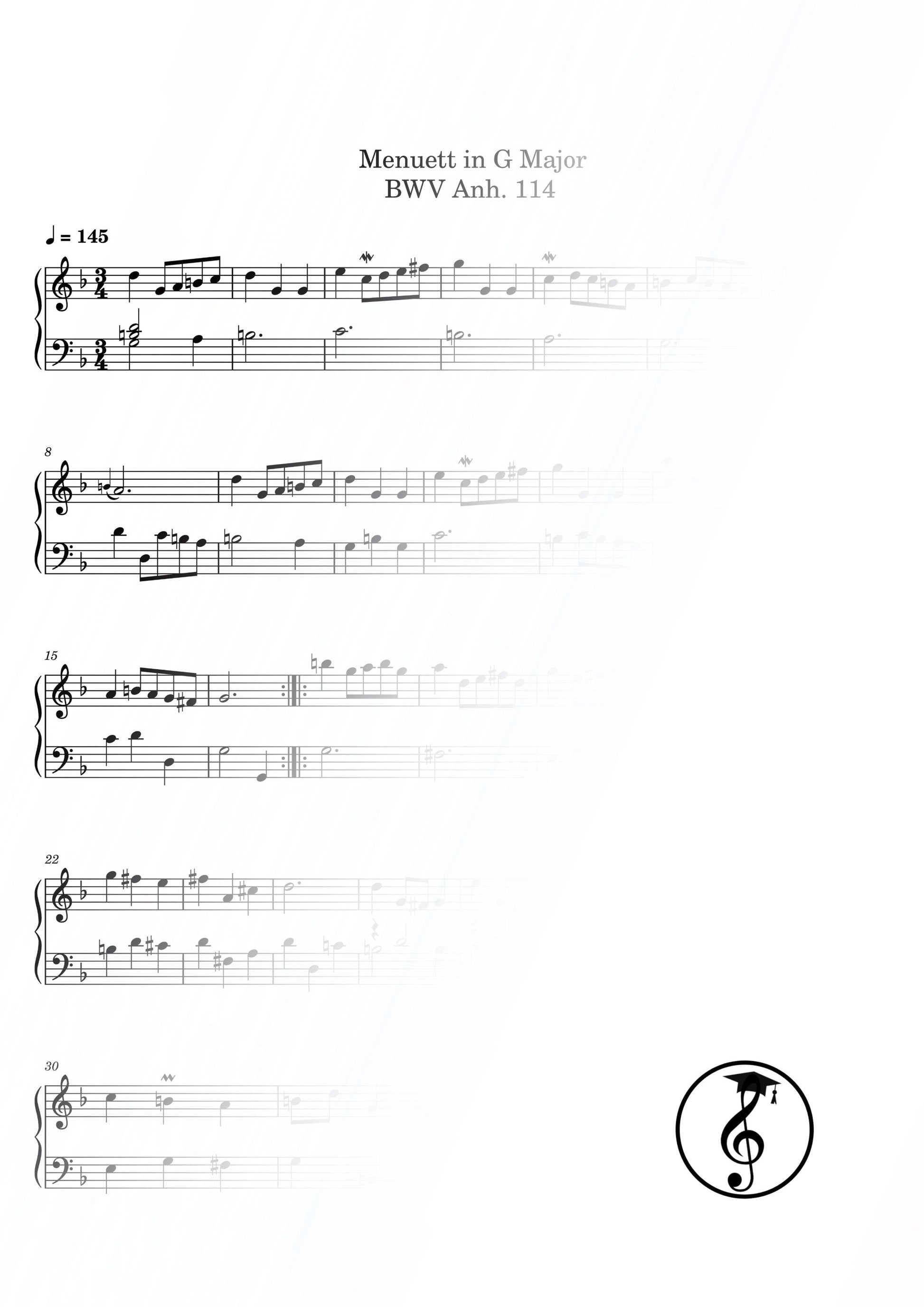J.S. Bach Notebook for Anna Magdalena 16 piano works PDF bundle, Grade 3–4 edition with authentic engraving, optimized for print and tablet use, perfect for teachers, exam repertoire planning, and Baroque keyboard study.