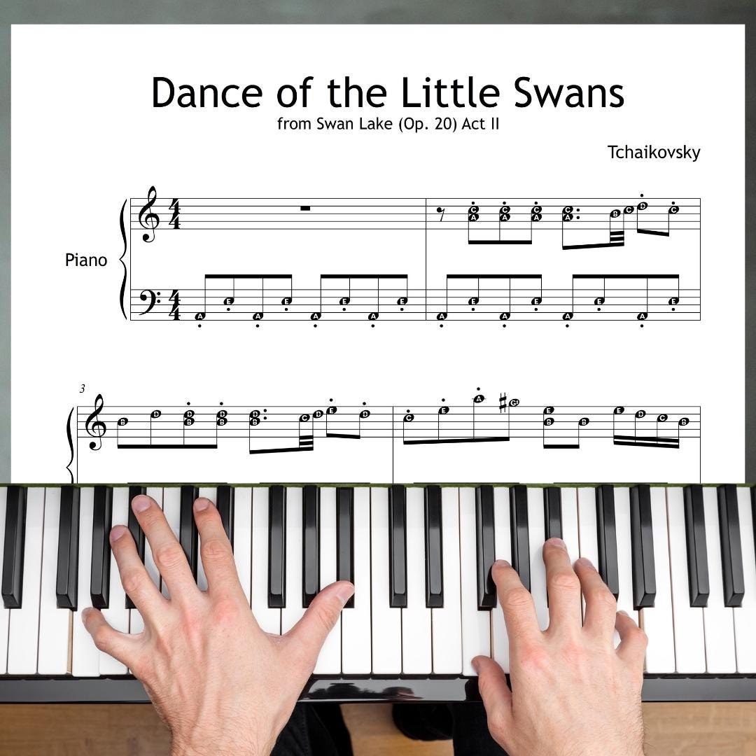 Dance of the Little Swans - Grade 2 Piano Sheet Music PDF | Simplified Classical Ballet