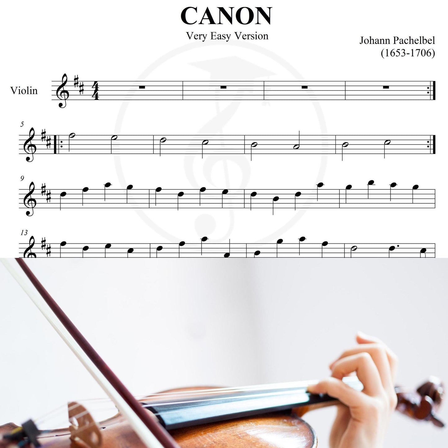 Canon by Pachbell - Very Easy Piano Sheets - Classical music - with violin and flute part