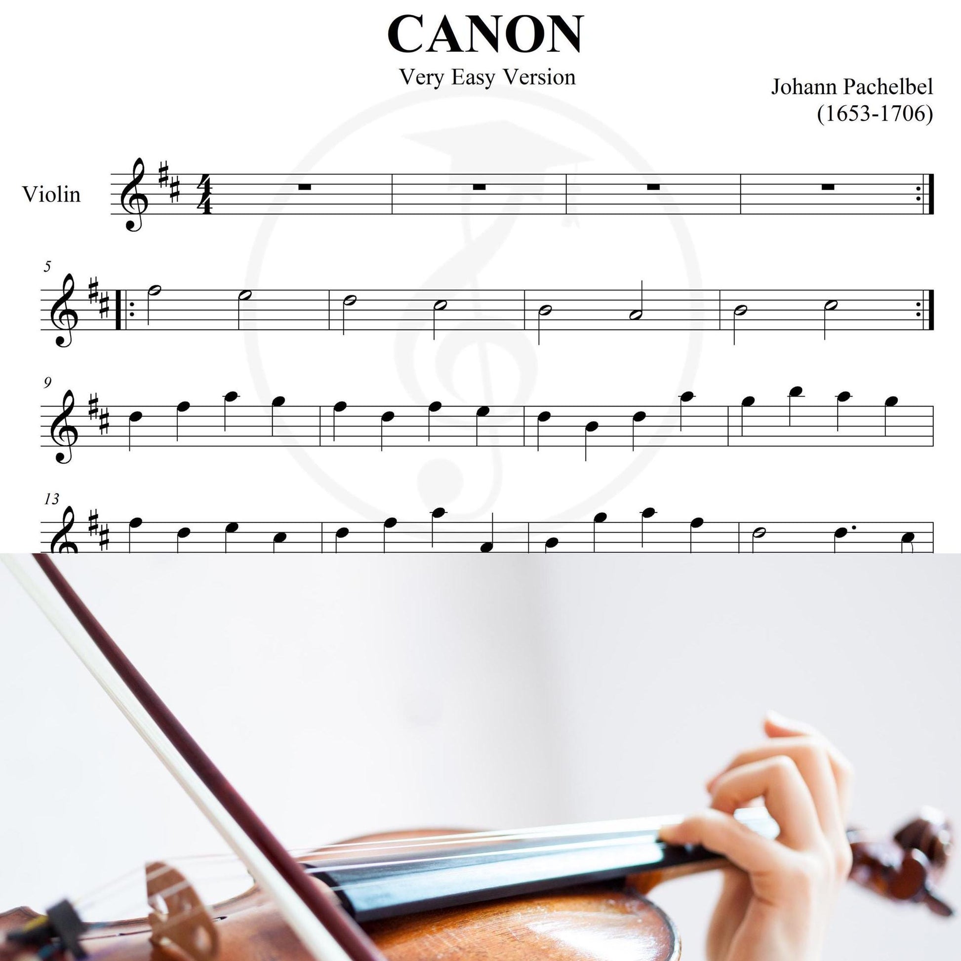 Canon by Pachbell - Very Easy Piano Sheets - Classical music - with violin and flute part