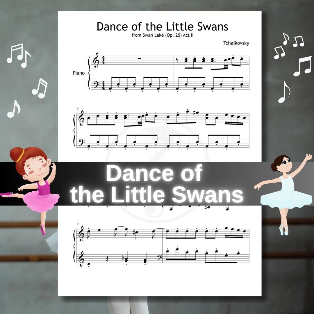 Dance of the Little Swans - Grade 2 Piano Sheet Music PDF | Simplified Classical Ballet