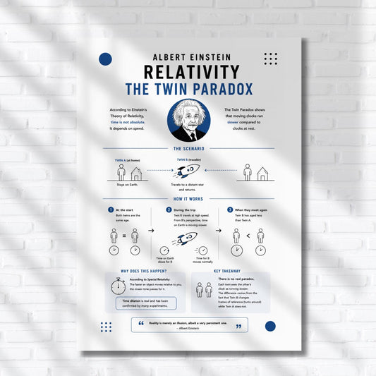 Albert Einstein's Relativity Theory of Relativity, the Twin Paradox, and the concept of time dilation.