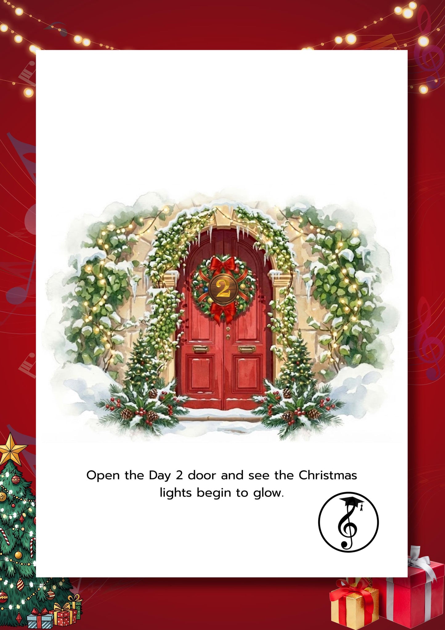 Advent Piano Calendar beginner-friendly Christmas piano sheets showing warm illustrations, right-hand melodies, QR practice links, and color-note learning designed for kids’ Advent countdown.Angels We Have Heard on High, O Christmas Tree, Good King Wenceslas, Ding Dong Merrily on High, Deck the Halls, Jingle Bells, Joy to the World, Hark the Herald Angels Sing, Have Yourself a Merry Little Christmas, Santa Claus Is Coming to Town, Silver Bells, White Christmas, Christmas Time Is Here