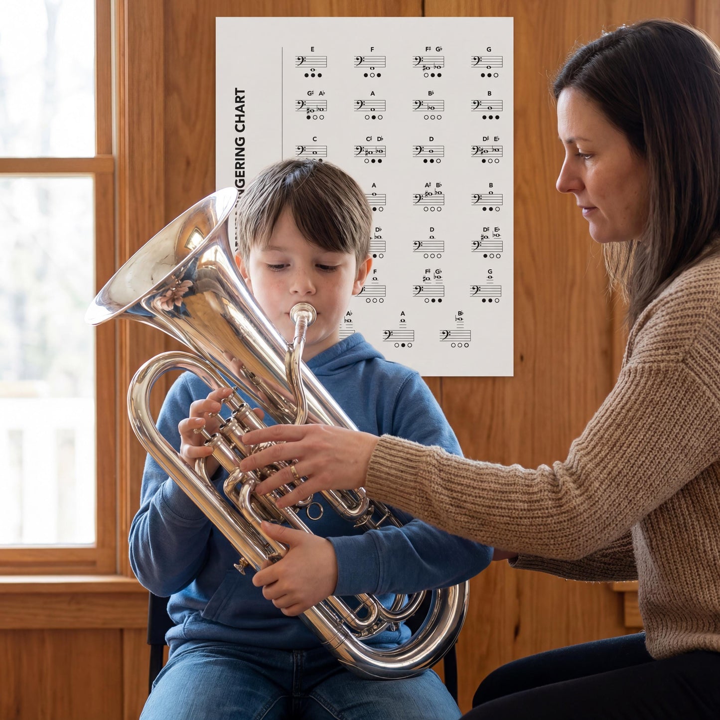 Euphonium Fingering Chart - Printable Brass Music Poster | Band Practice Aid Digital Download