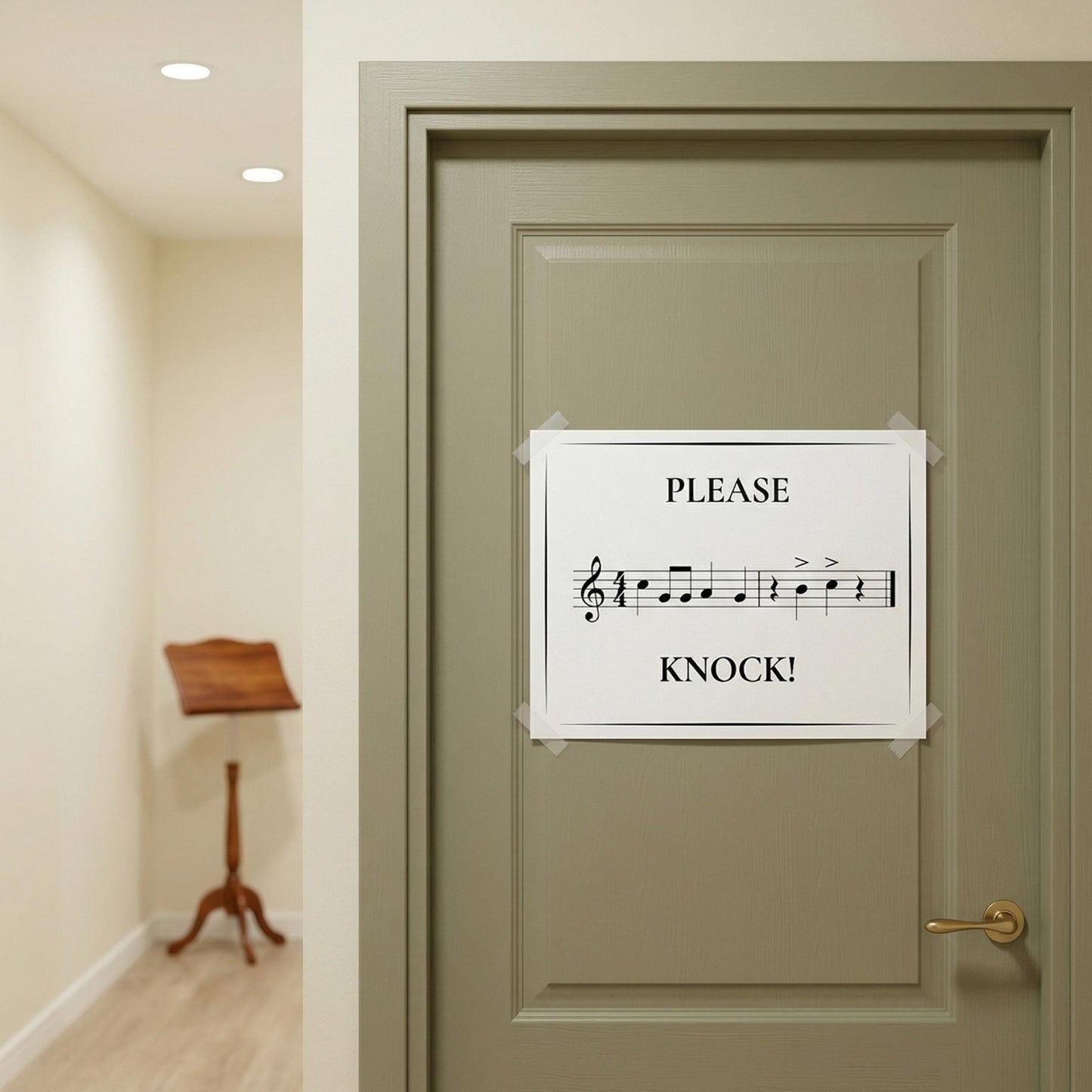 Please Knock music decor printable sheet featuring high-resolution design and multiple layout options, ideal for piano teachers, students, and music lovers