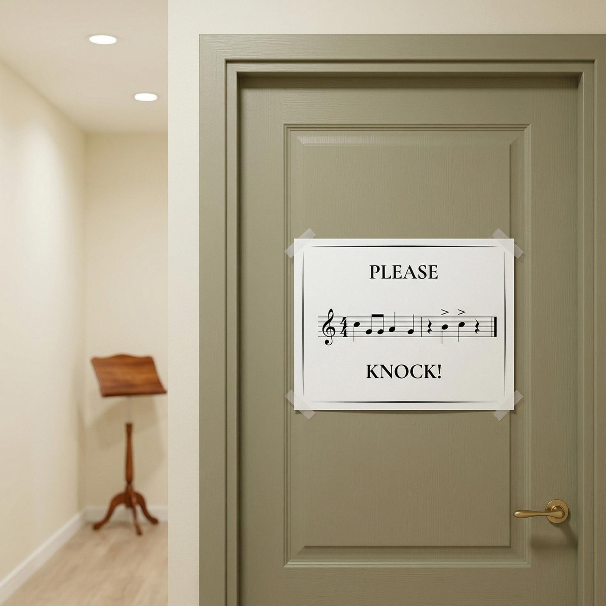 Please Knock music decor printable sheet featuring high-resolution design and multiple layout options, ideal for piano teachers, students, and music lovers