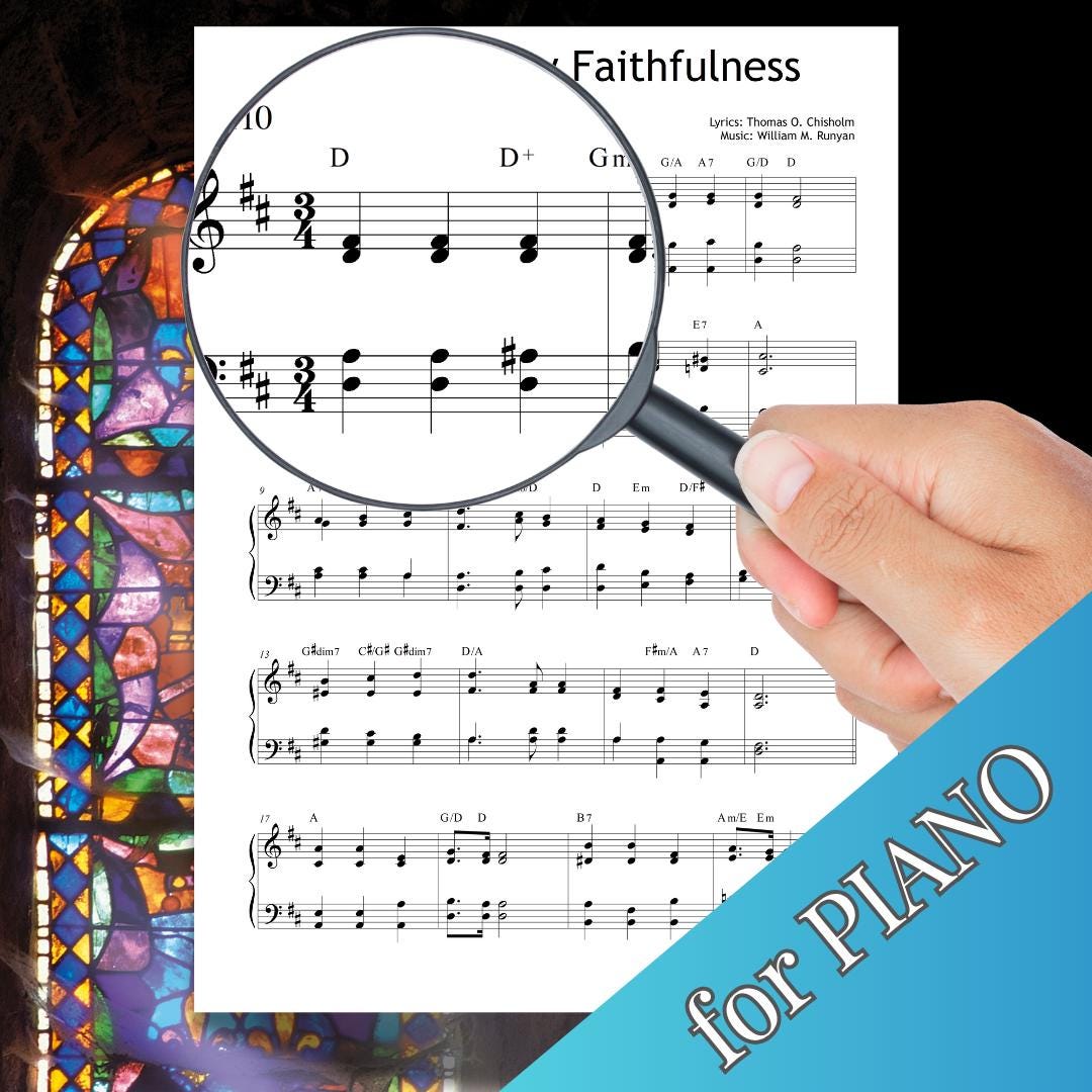 Original Piano Sheet Music – Great Is Thy Faithfulness | Sacred Hymn PDF Download