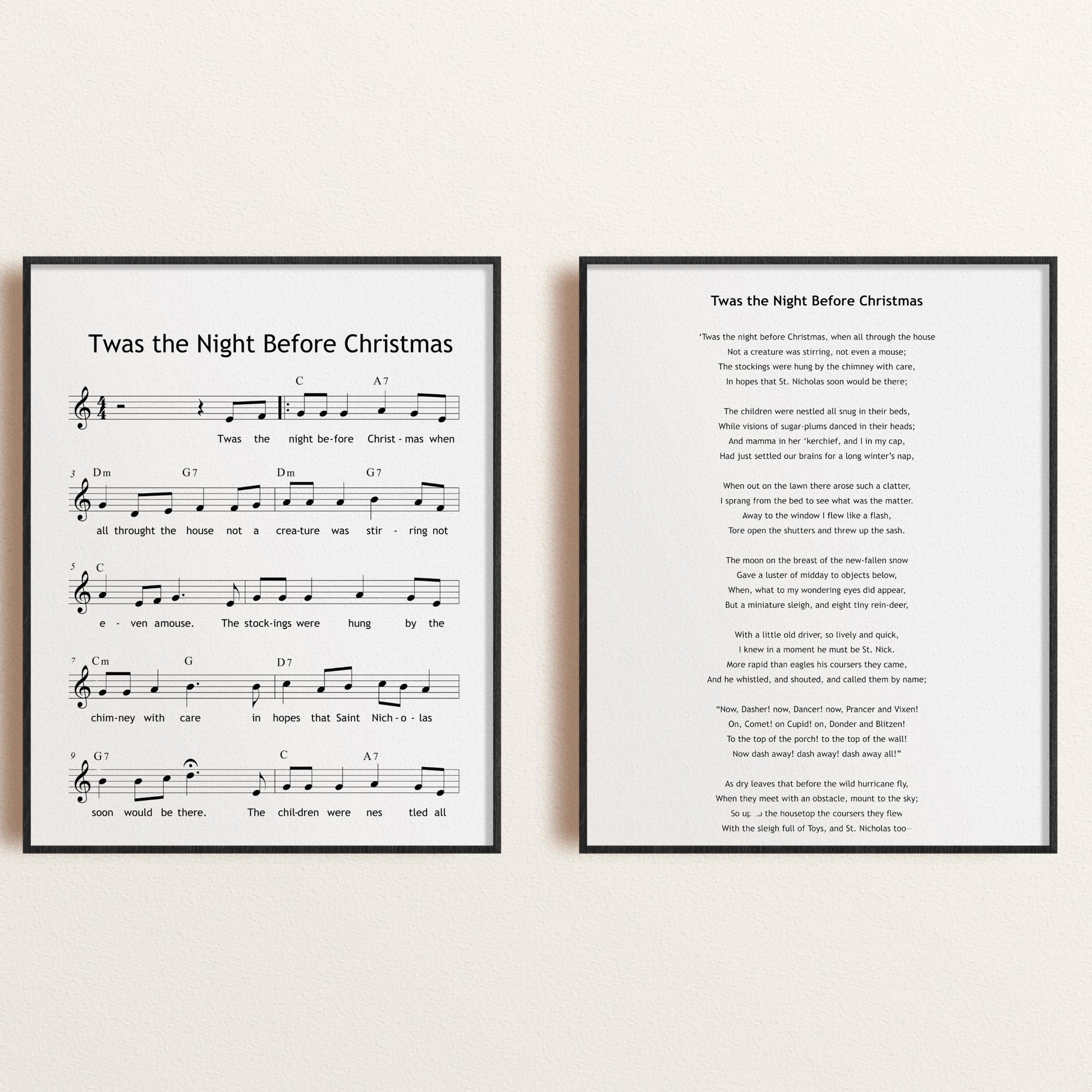 Twas the Night Before Christmas - Grade 0 Simplified Very Easy Piano Sheet | Color Notes Christmas Music