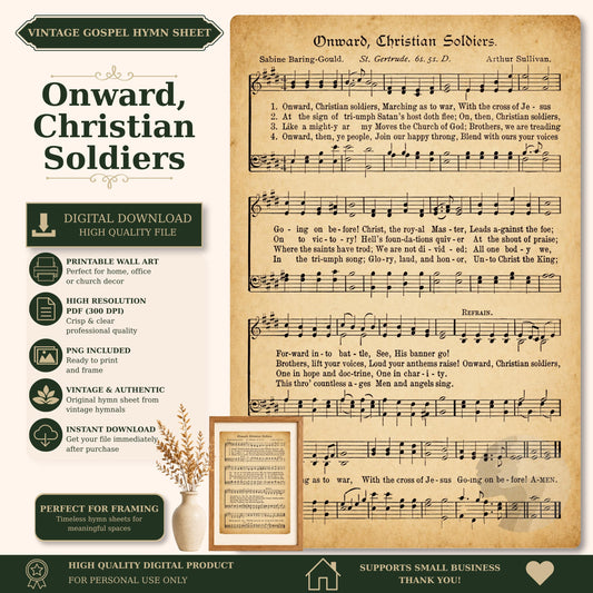 a sheet of music with the words onward, christian soldiers