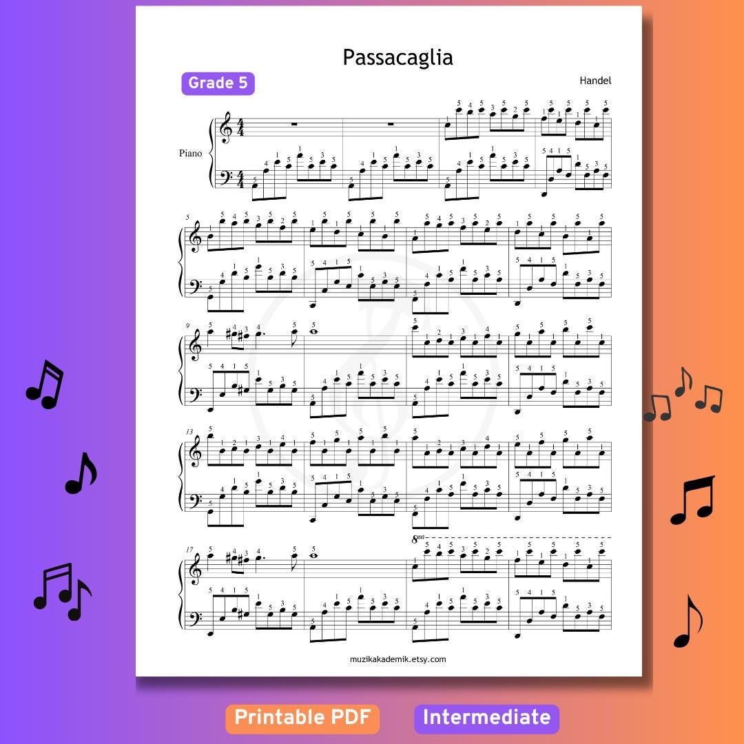 Passacaglia - Handel and Halvorsen | Grade 5 Baroque Piano Piece by Handel Halvorsen | Digital PDF Download