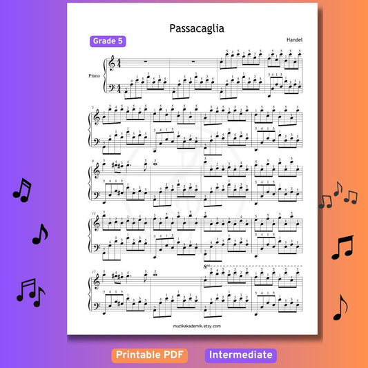Passacaglia - Handel and Halvorsen | Grade 5 Baroque Piano Piece by Handel Halvorsen | Digital PDF Download
