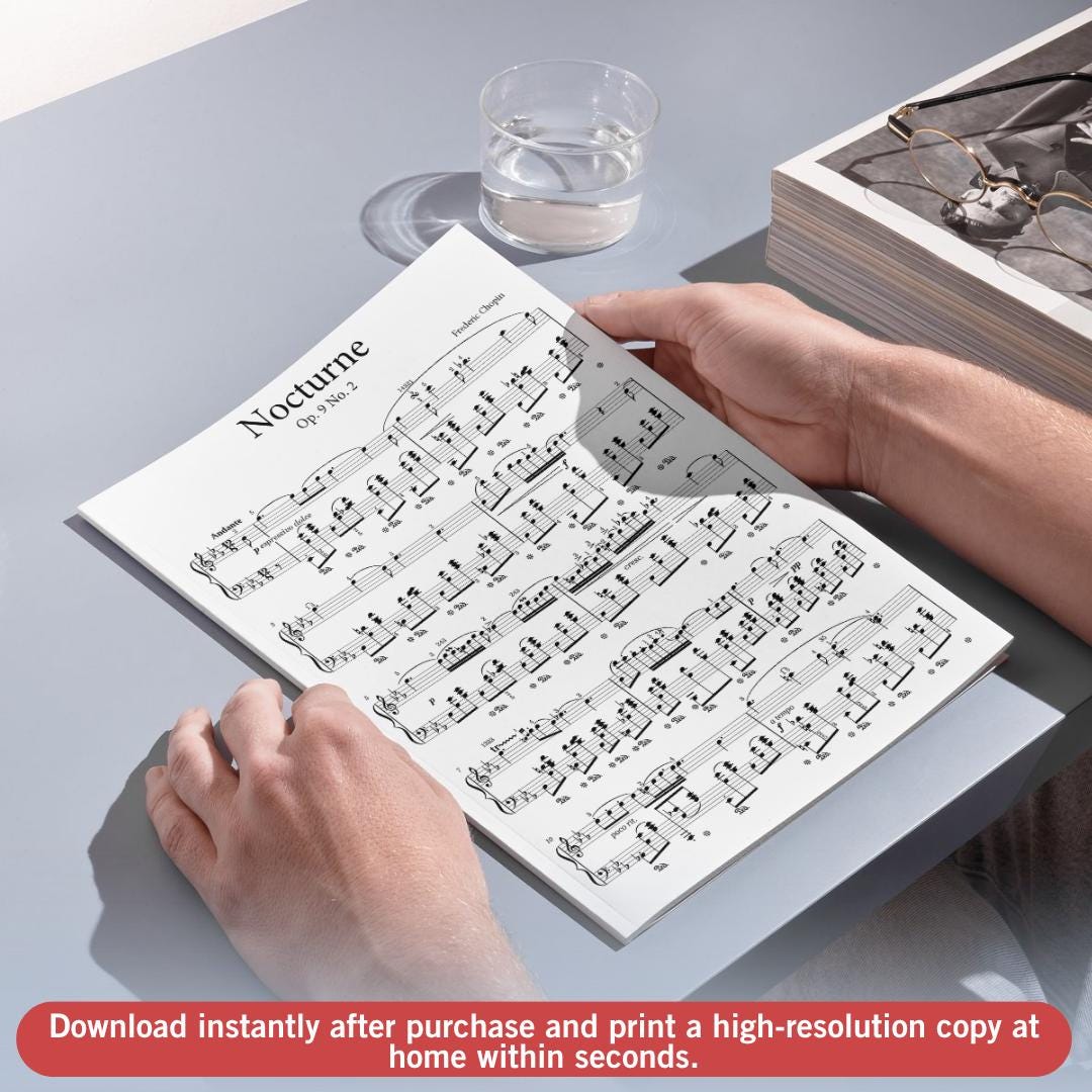 Nocturne Op. 9 No. 2 in E-flat Major by Frédéric Chopin downloadable piano sheet music PDF presented as a printable high-resolution urtext-style score capturing the grace, phrasing, and expressive nuance of Chopin’s handwritten original.