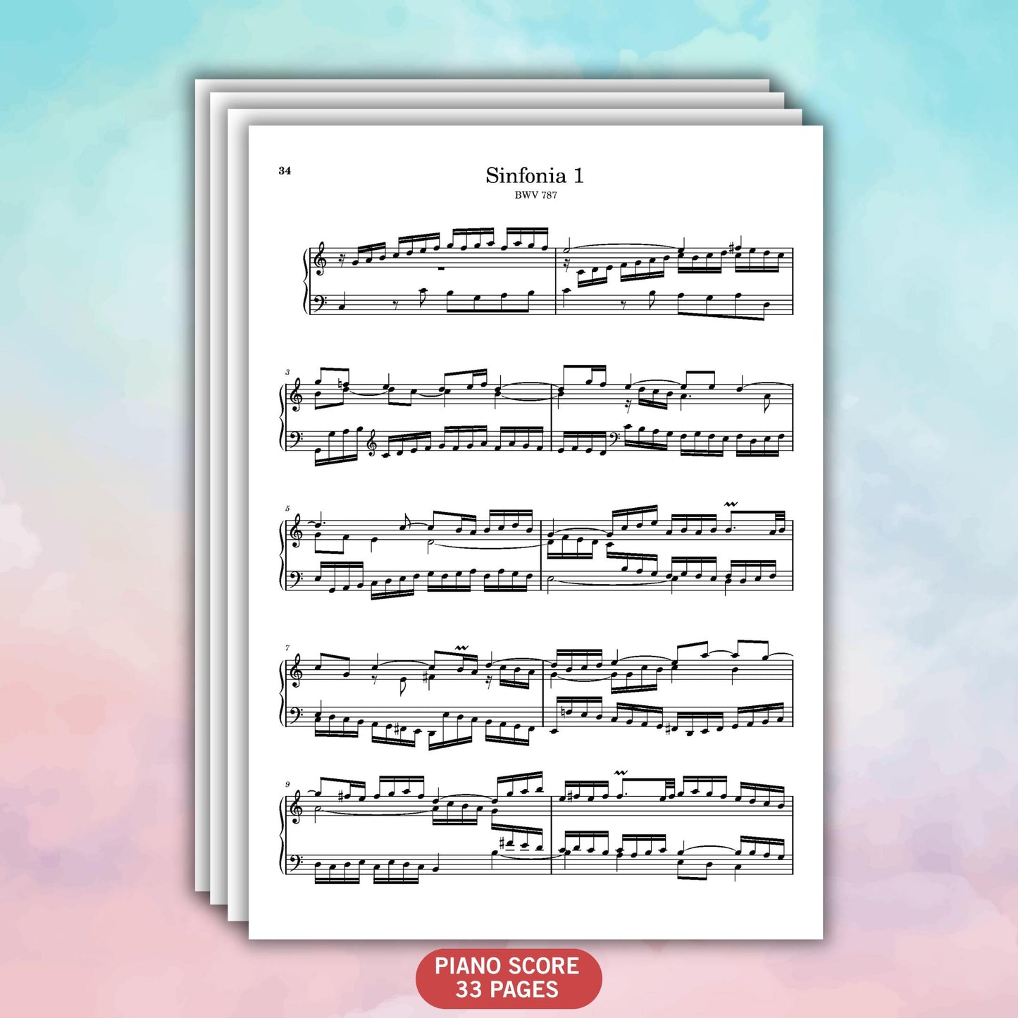 Sinfonias – Johann Sebastian Bach | Grade 6 Digital Piano Scores PDF Download
