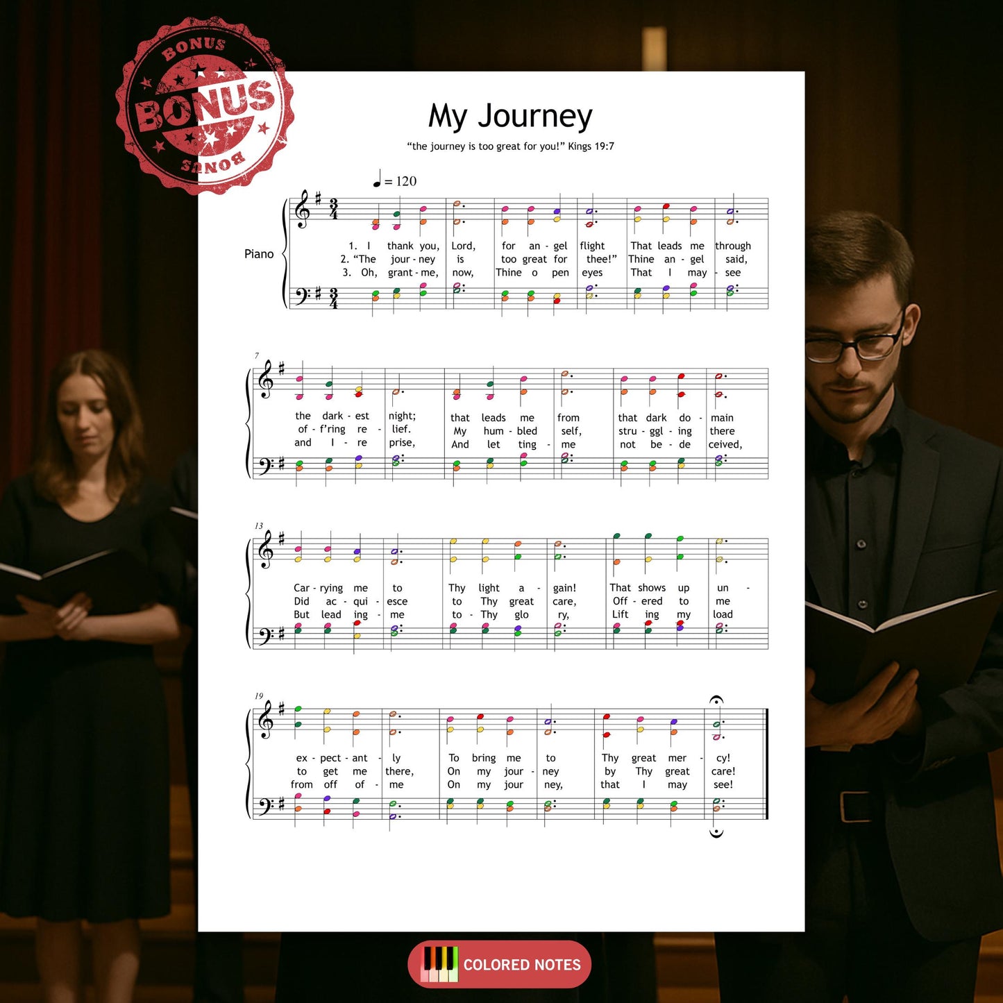 My Journey – sacred choral piece with piano, includes note names and lyrics in a clean, printable PDF format. This devotional hymn echoes the message “The journey is too great for you!” and brings scriptural encouragement to your music ministry.