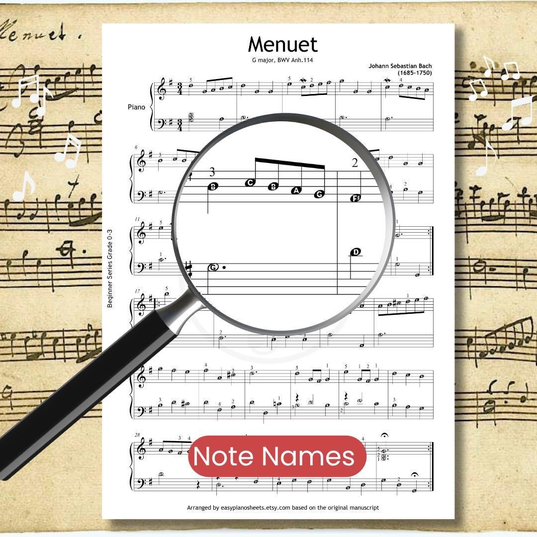 Bach Minuet in G Major - Grade 4 Piano Sheet PDF | Based on Original Manuscript