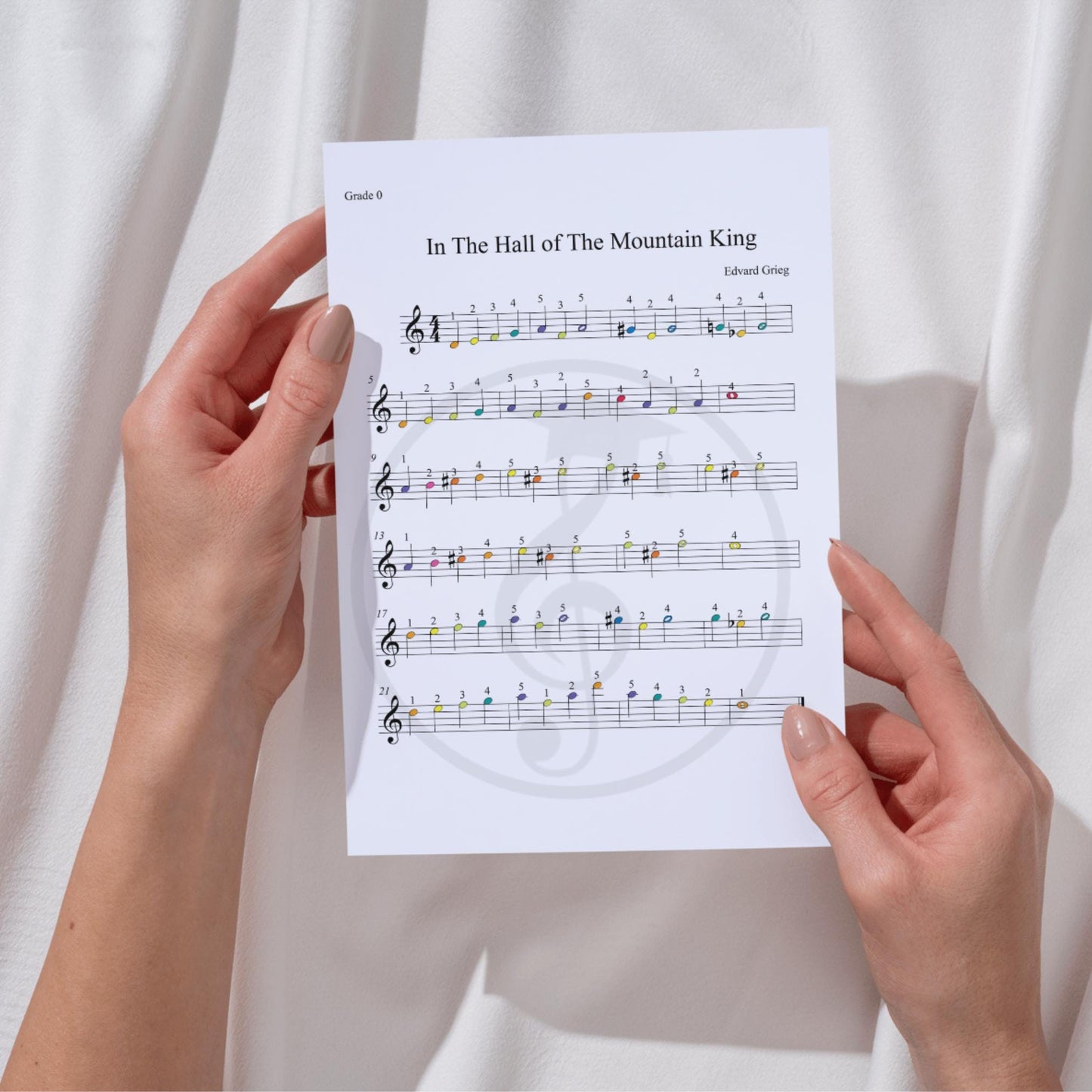 In the Hall of the Mountain King- Grade 0 - Easy Piano Sheet for Beginners | Colorful Notes + Finger Numbers | Educational Piano Resource