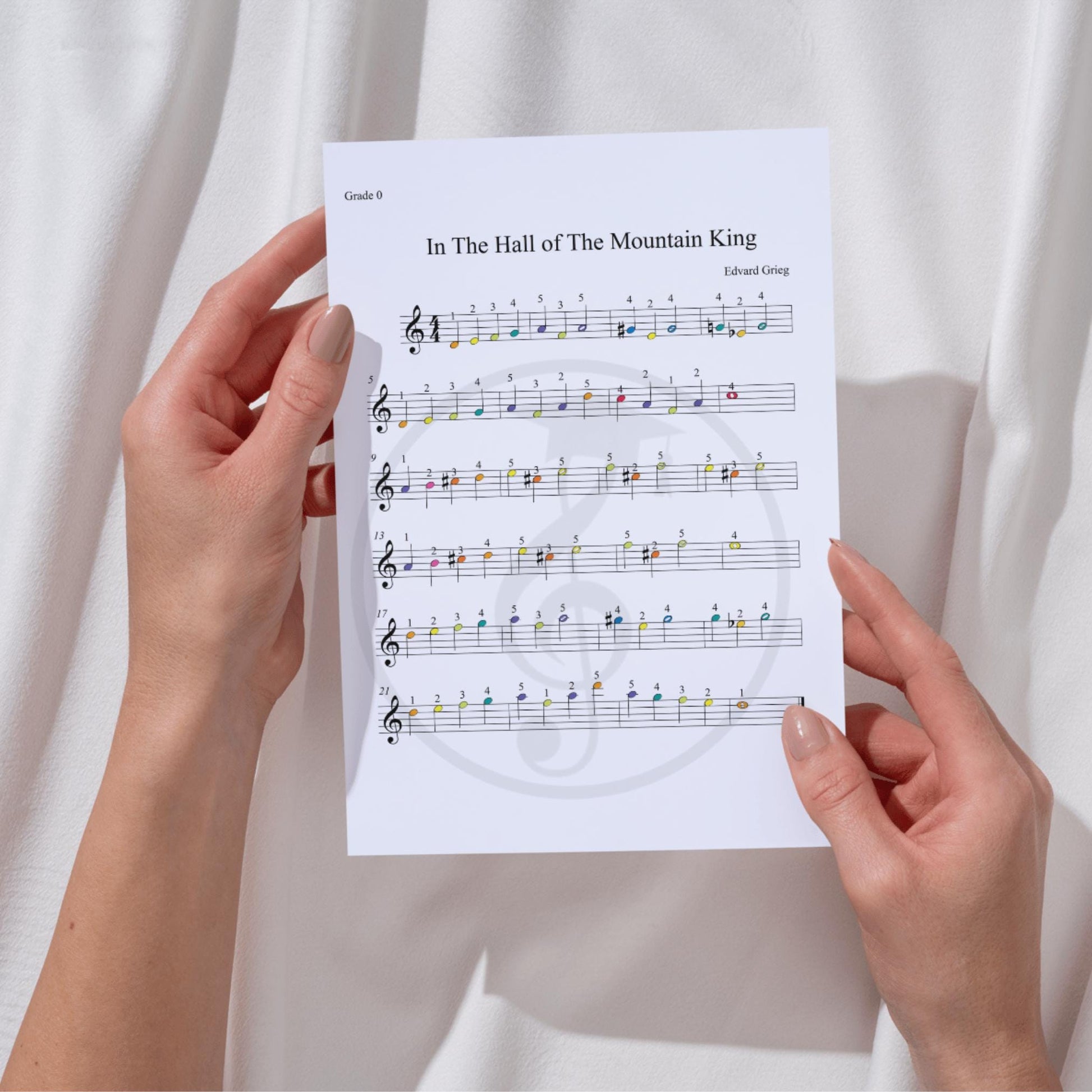 In the Hall of the Mountain King- Grade 0 - Easy Piano Sheet for Beginners | Colorful Notes + Finger Numbers | Educational Piano Resource